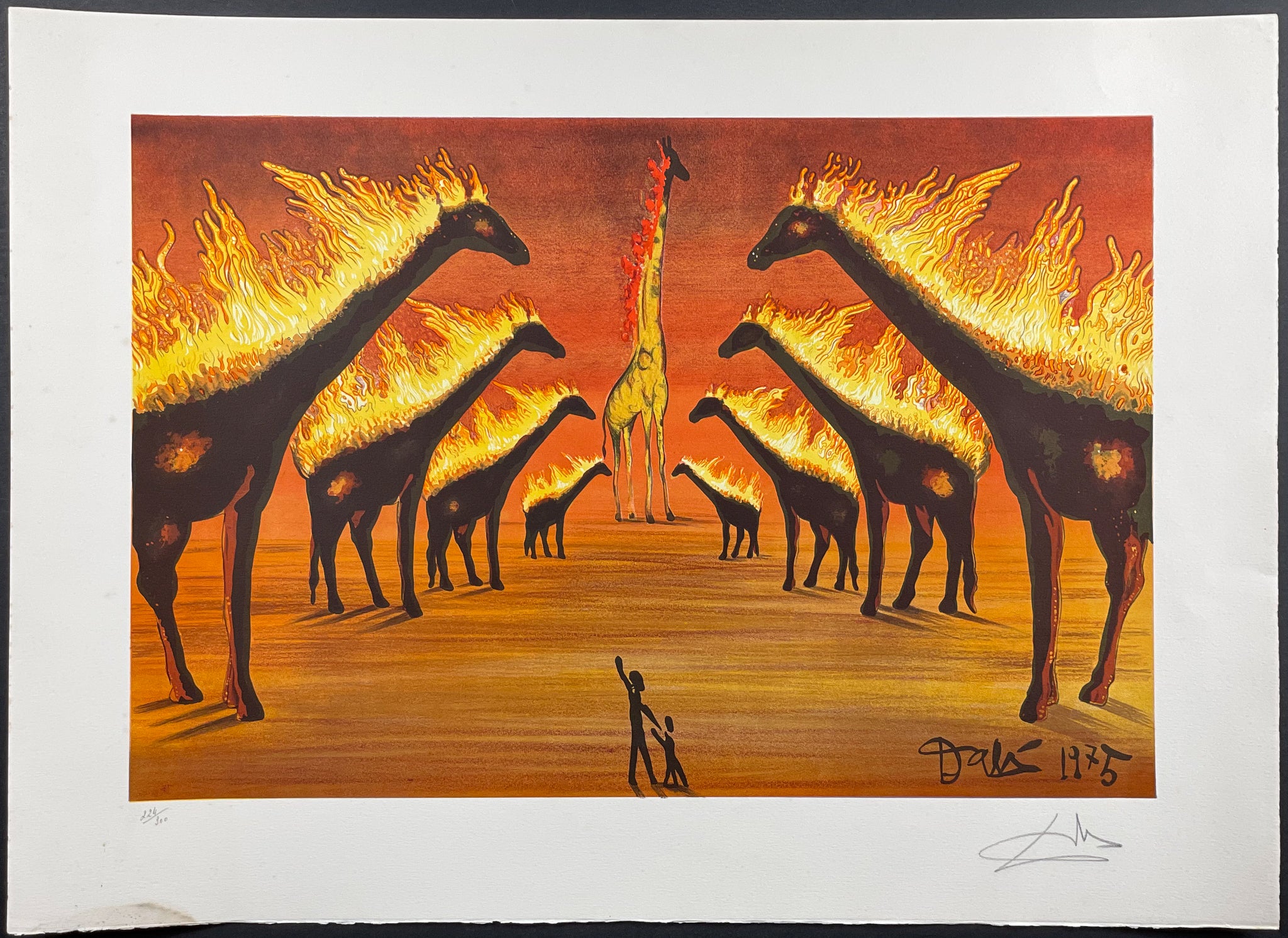 After Salvador Dali - Burning Giraffes in Brown (Signed, Numbered)