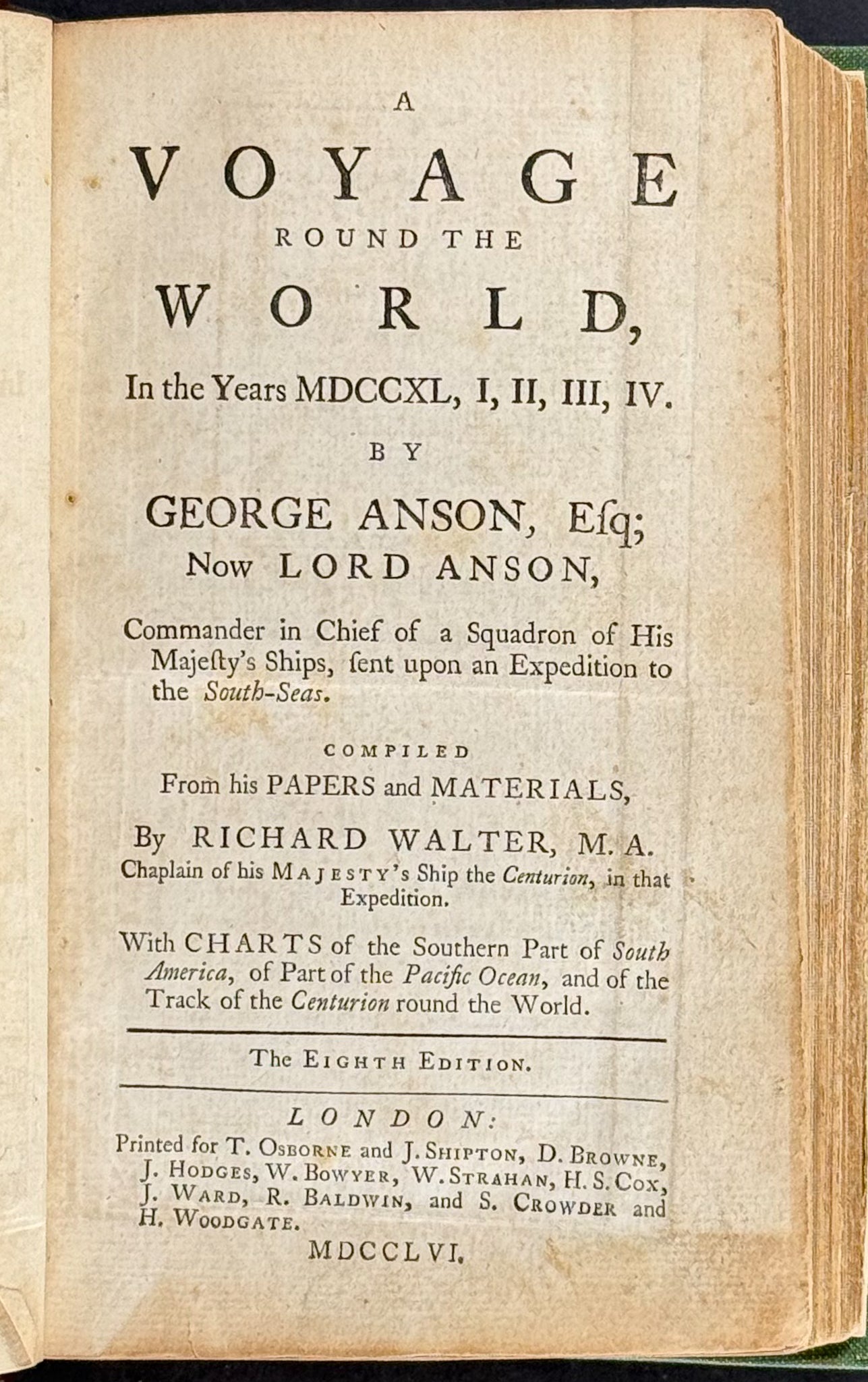 Anson's A Voyage Round the World - Volume with 3 Engraved Maps