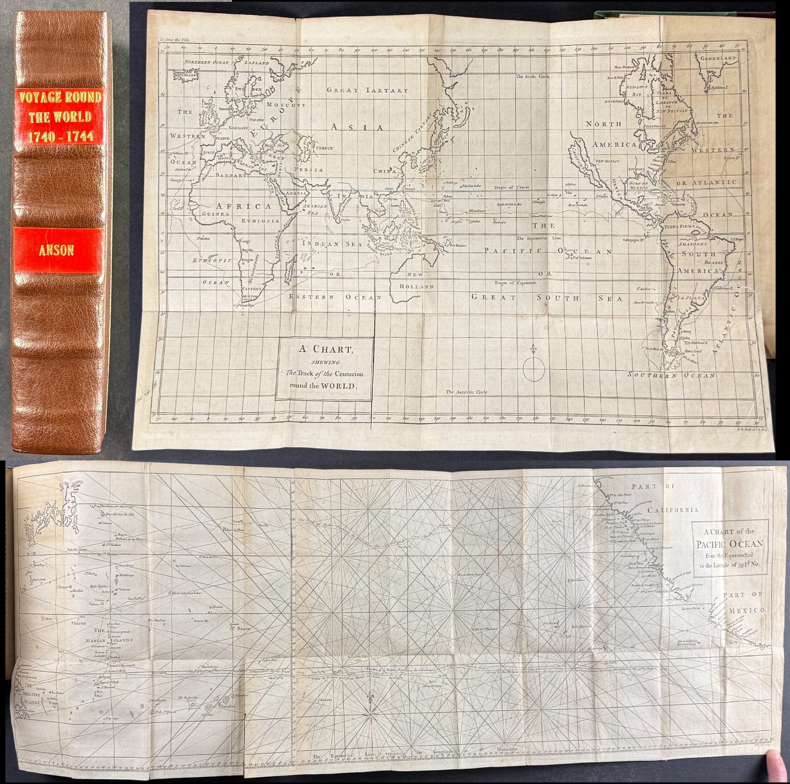 Anson's A Voyage Round the World - Volume with 3 Engraved Maps