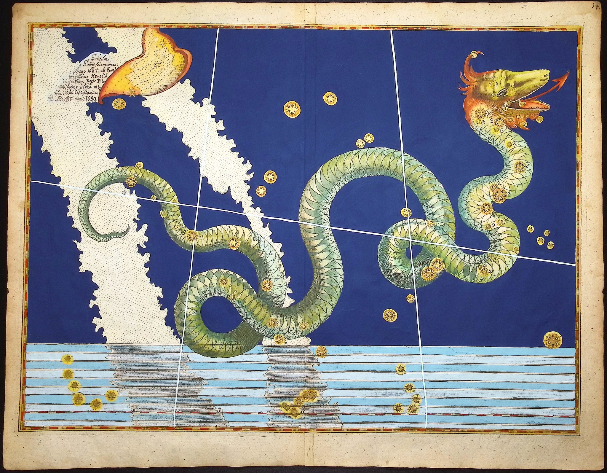 Constellation or Star Chart of Serpens, the Serpent