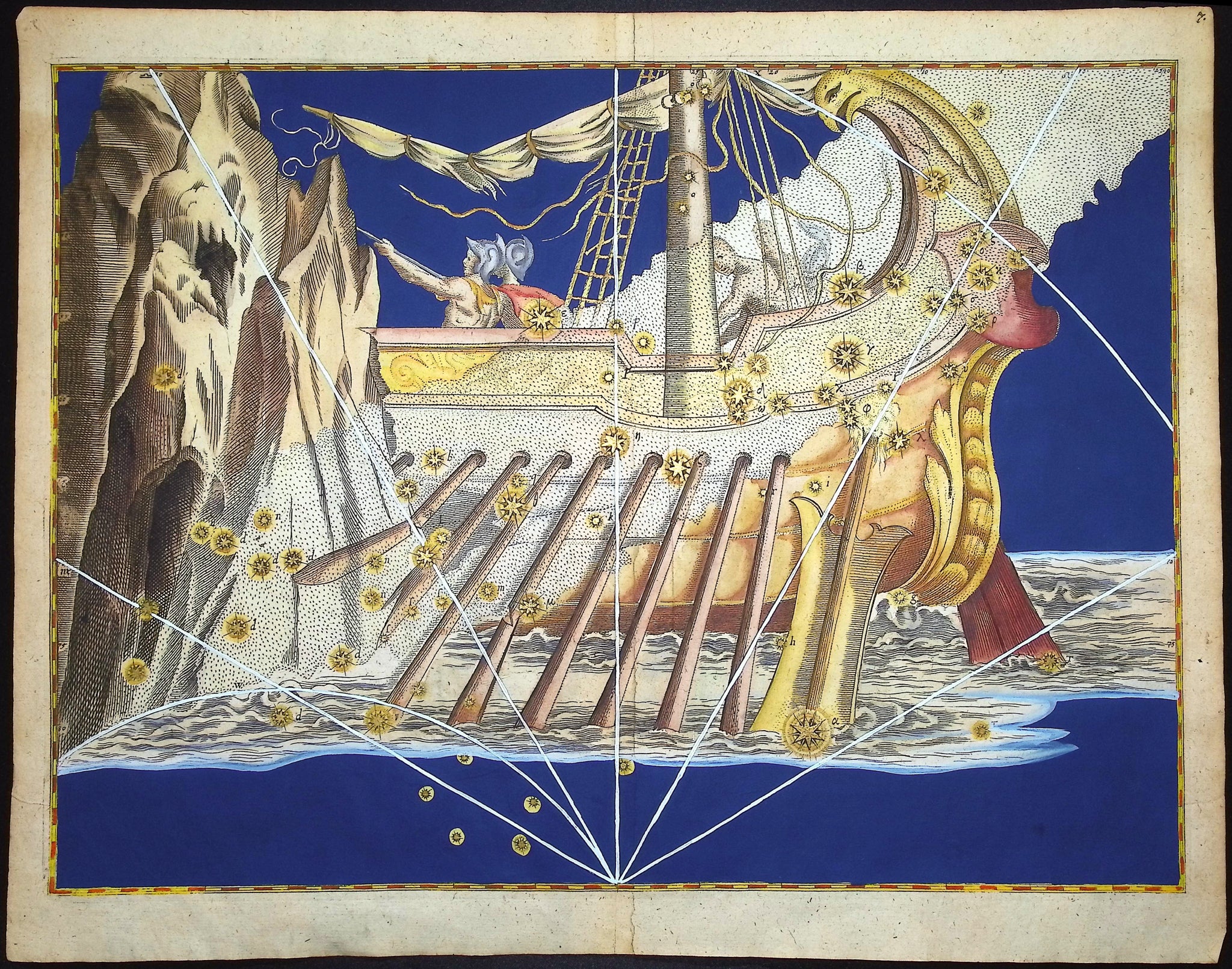 Constellation or Star Chart of Argo Navis, Ship