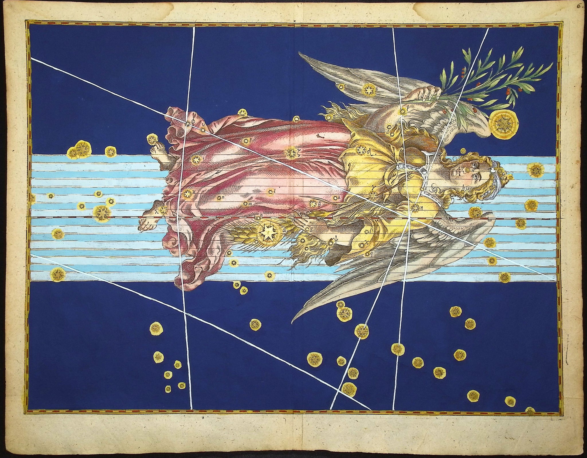 Constellation or Star Chart of Virgo, the Winged Woman