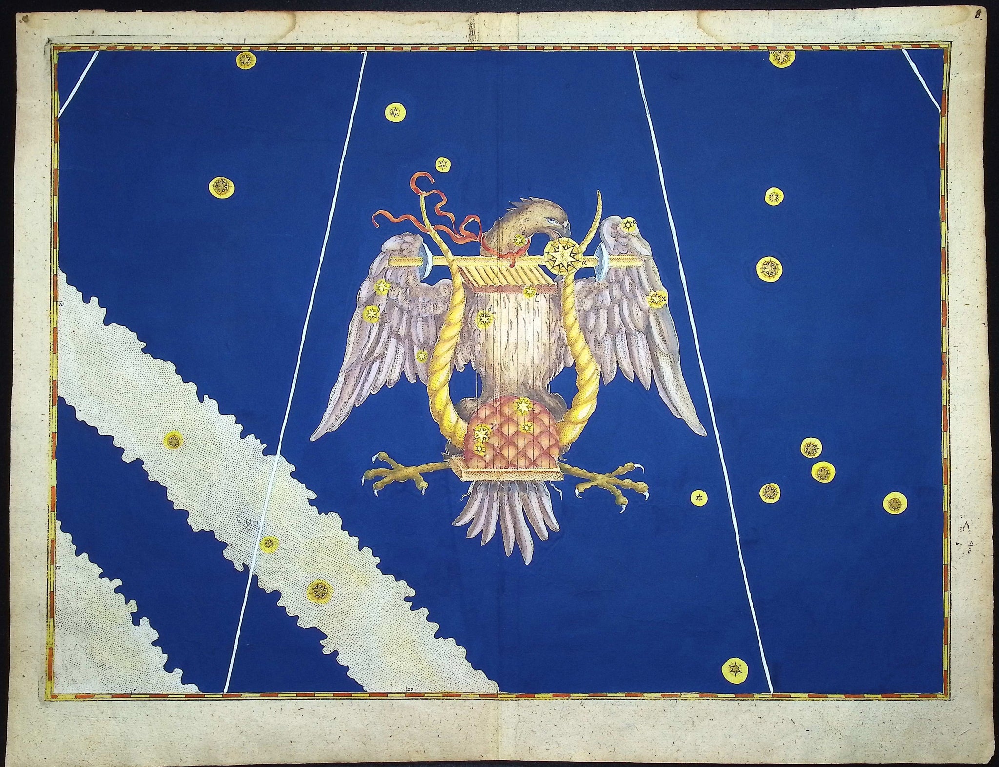 Constellation or Star Chart of Lyra, Eagle and Lyre