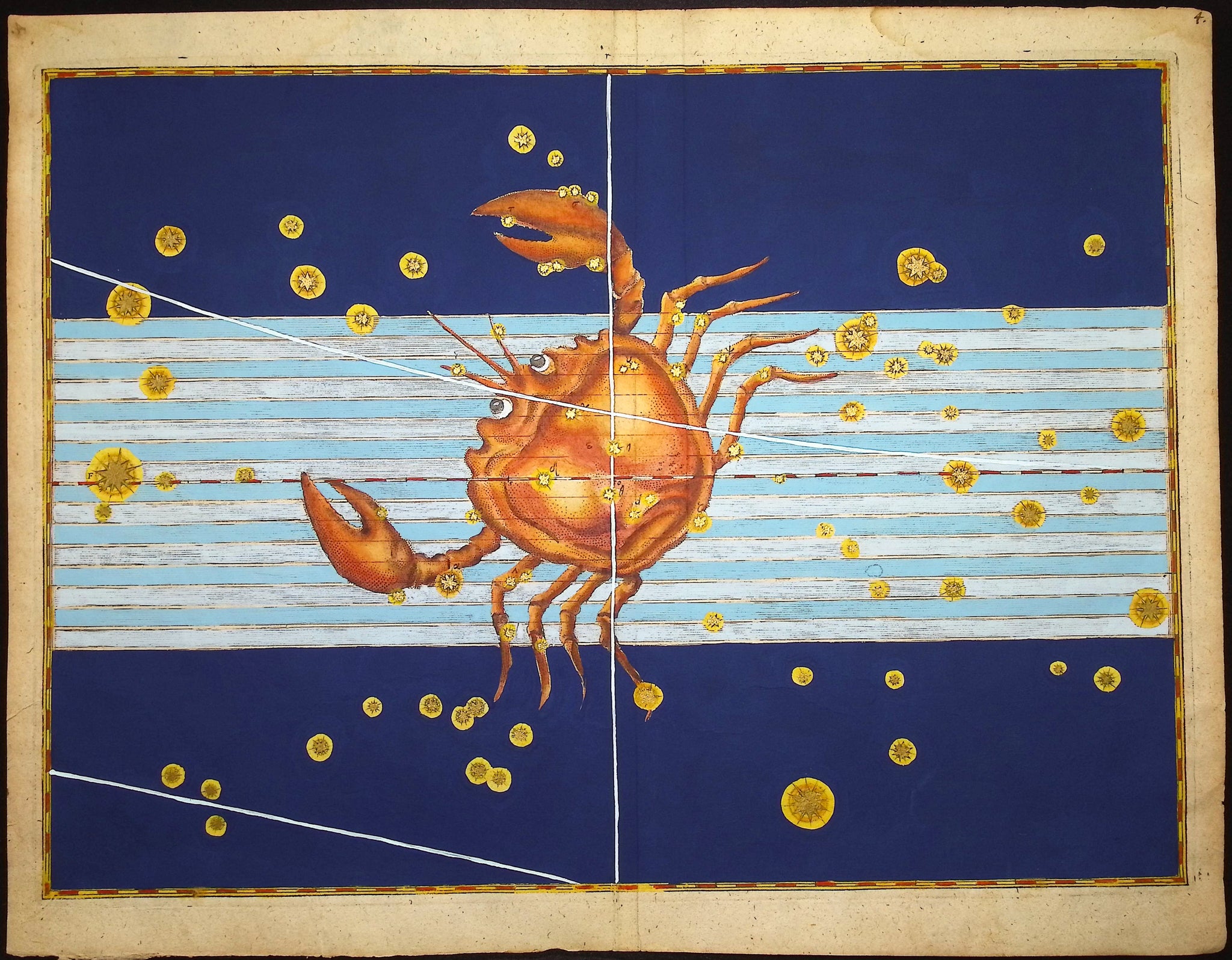 Constellation or Star Chart of Cancer, the Crab