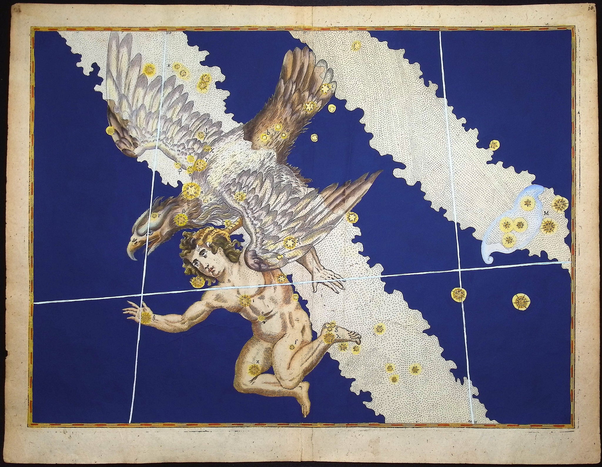 Constellation or Star Chart of Aquila (Eagle) and Child