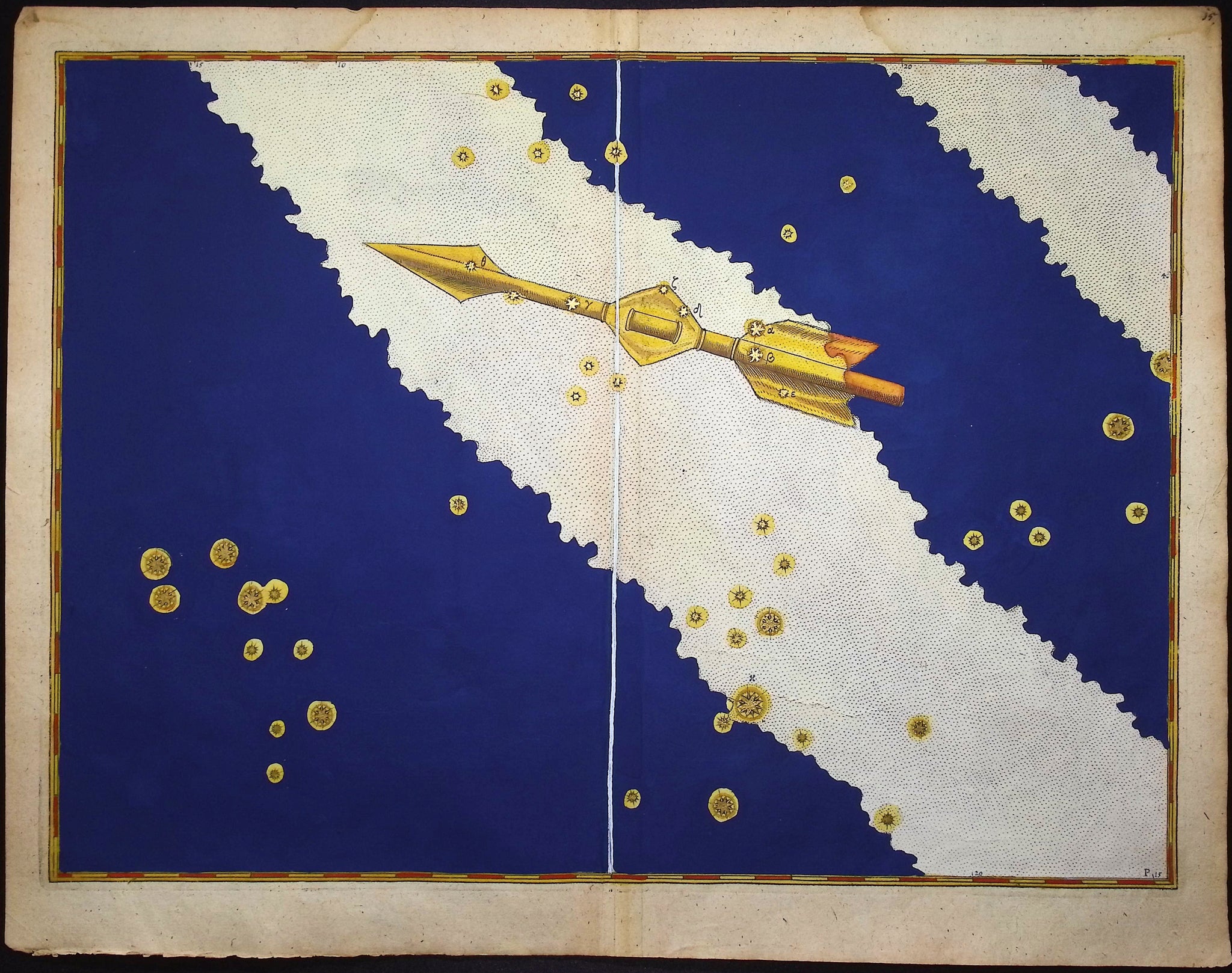 Constellation or Star Chart of Sagitta, the Arrow