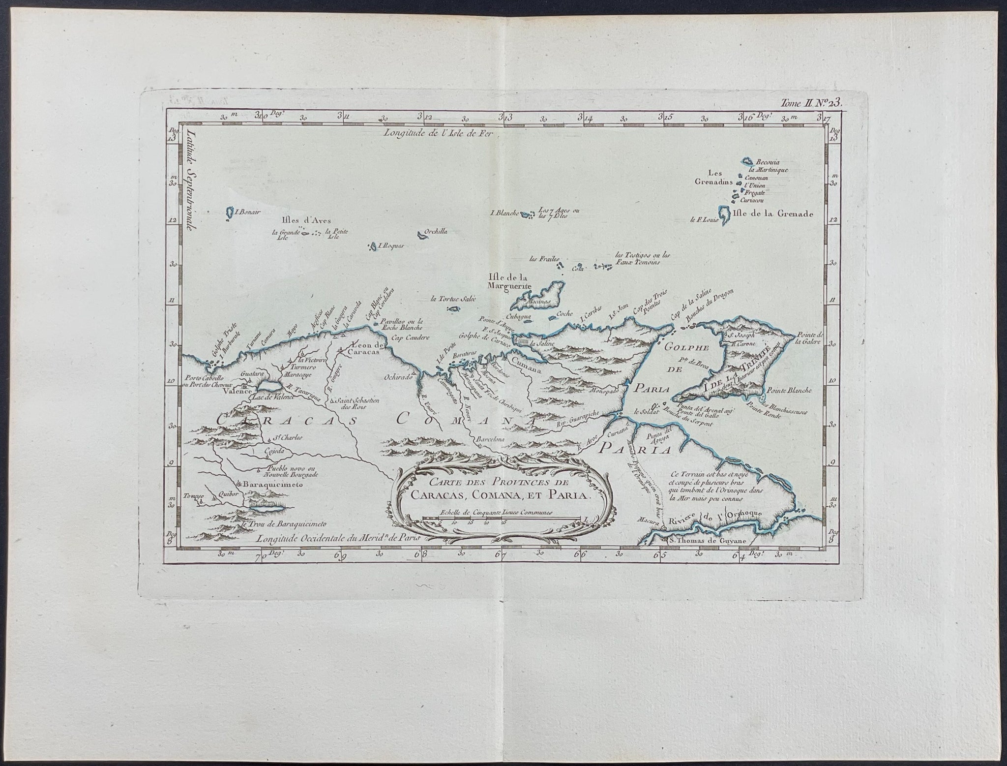 Map of Caracas, Comana, Paria (South America)