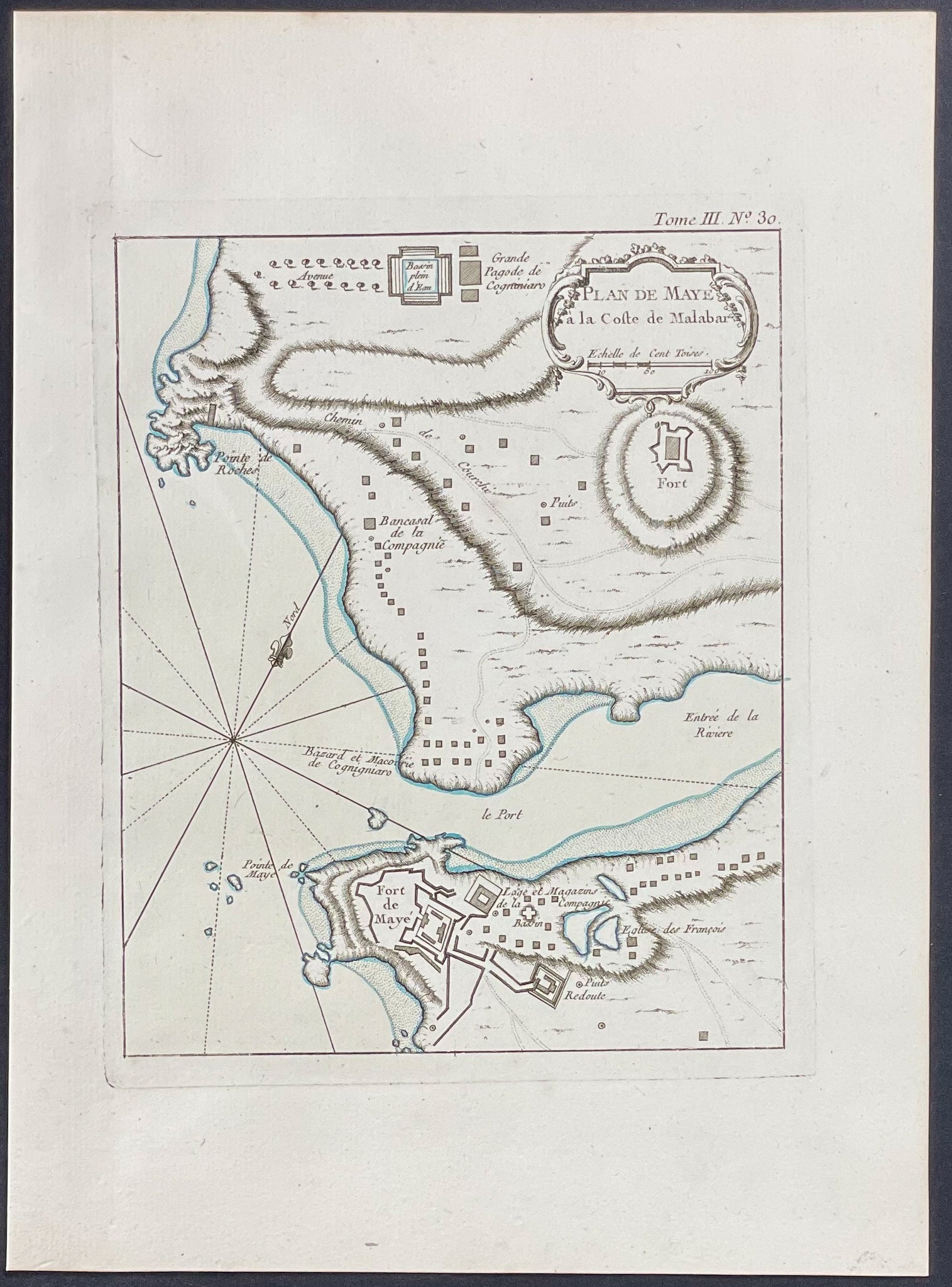 Map of Maye, Malabar, India