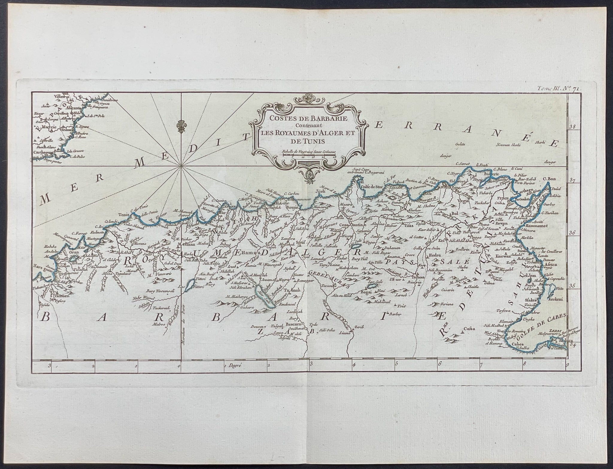 Map of Barbary Coast, Africa - Alger, Tunis (Tunisia)