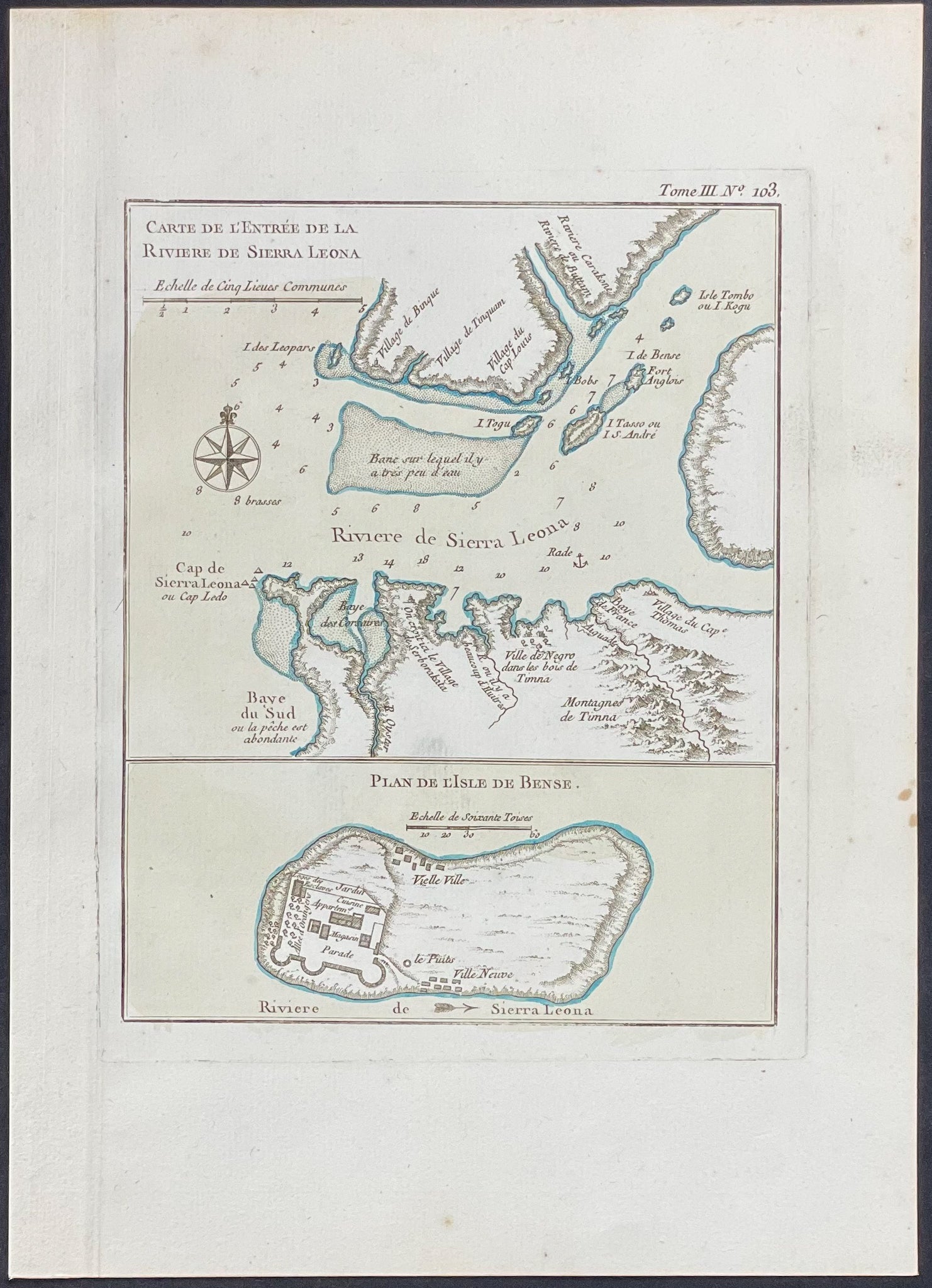 Map of Sierra Leone River & Bunce Island, Africa