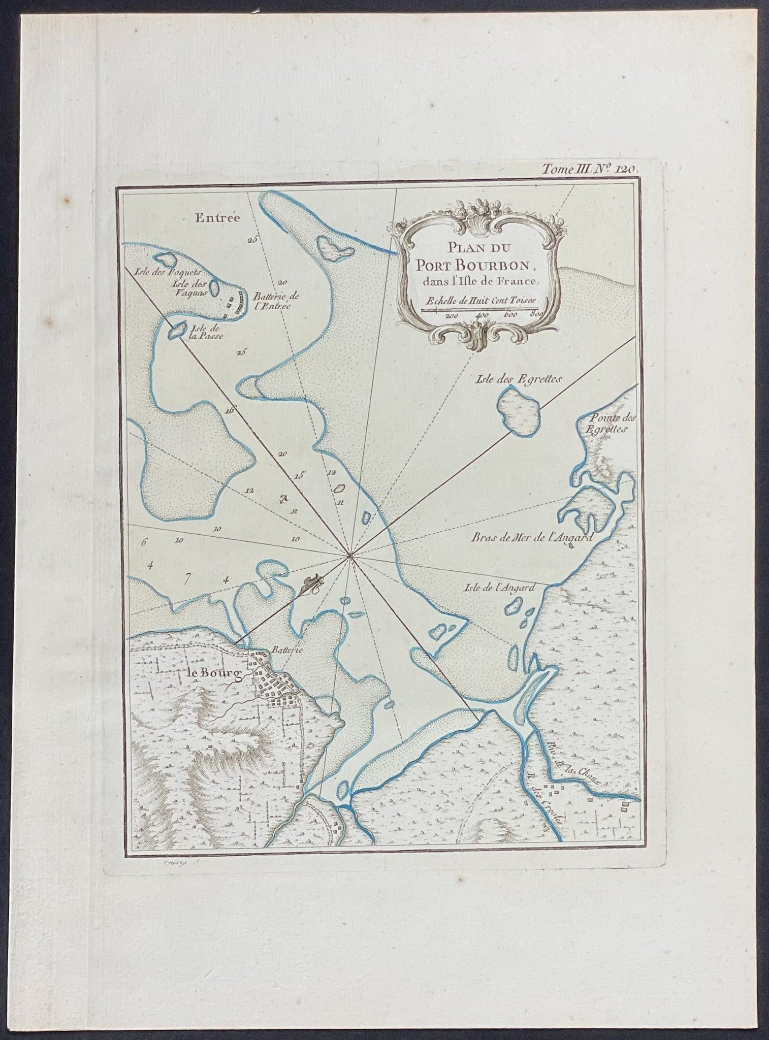 Map of Bourbon, Isle de France (Mauritius), Africa