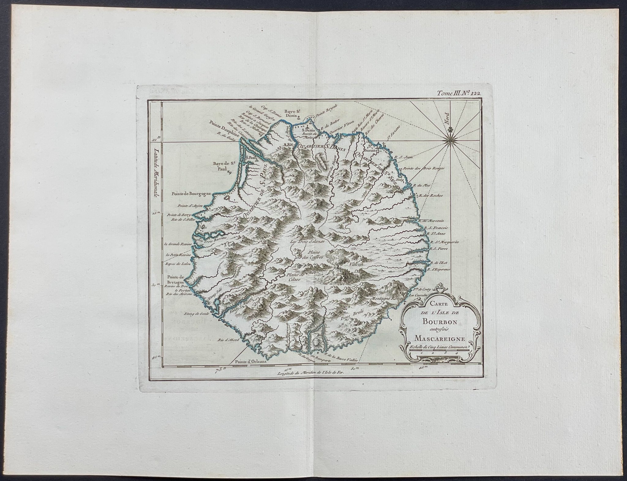 Map of Bourbon or Saint-Benoît, Réunion Island, France