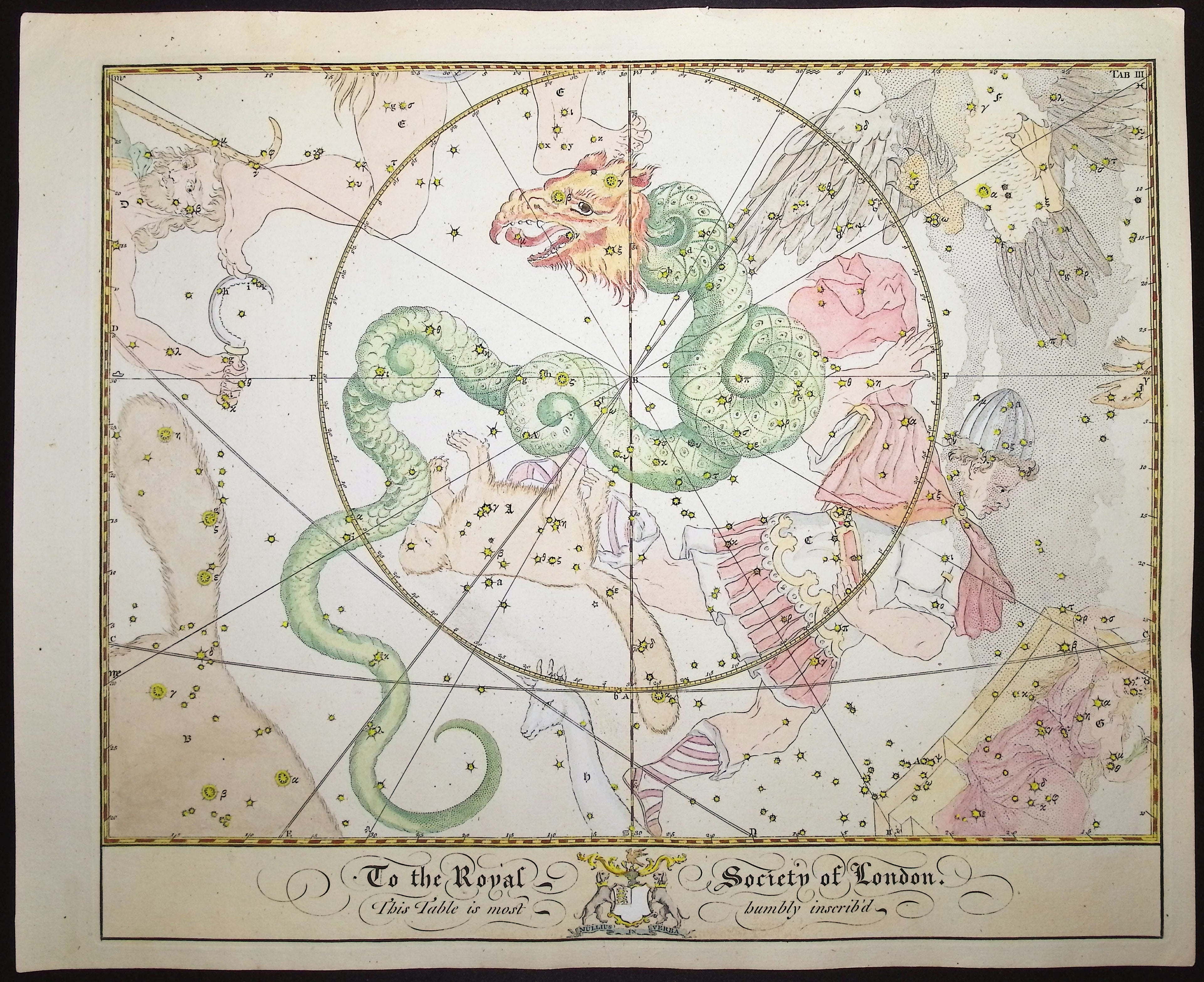 Constellation or Star Chart of Ophiuchus and Serpens