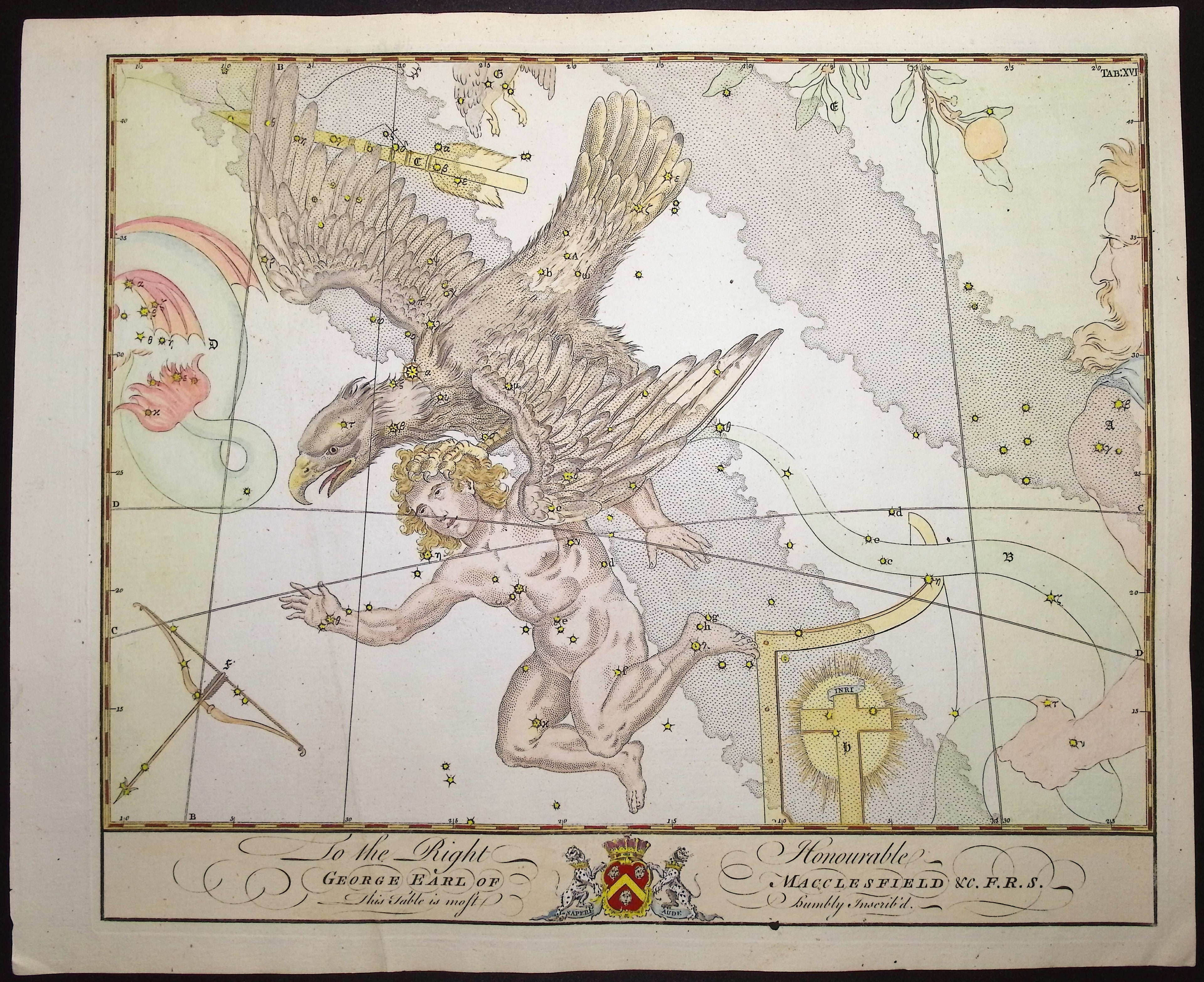 Constellation or Star Chart of Aquila (Eagle)