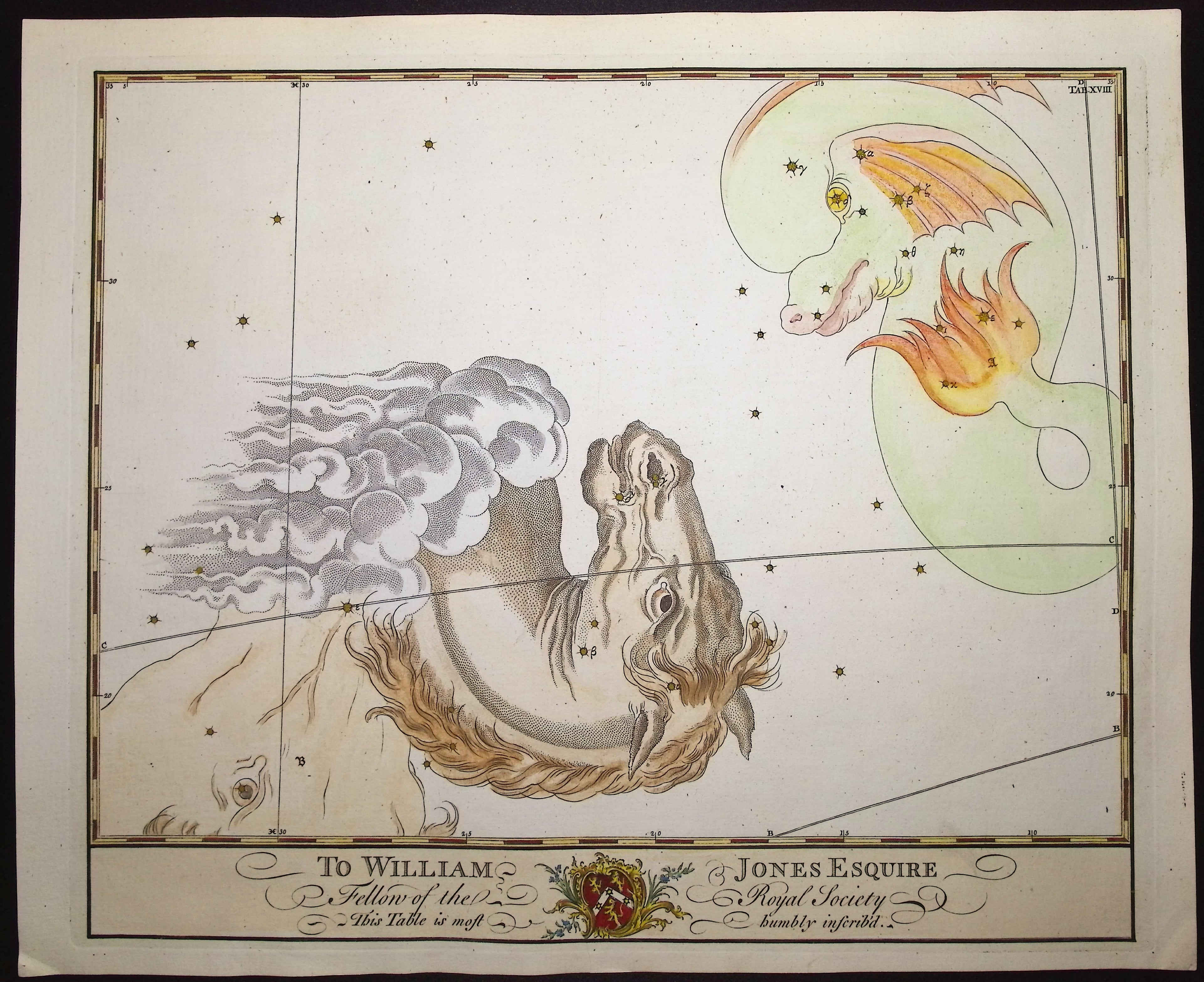 Constellation or Star Chart of Pegasus, Equuleus (Little Horse), and Delphinus (Dolphin)