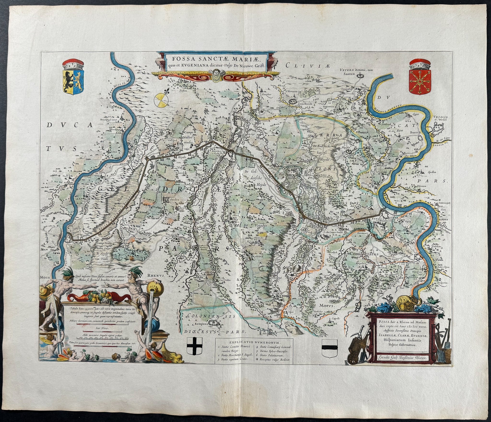 Map of Planned Route of Fossa Eugeniana Canal intended to connect Rhine & Meuse Rivers