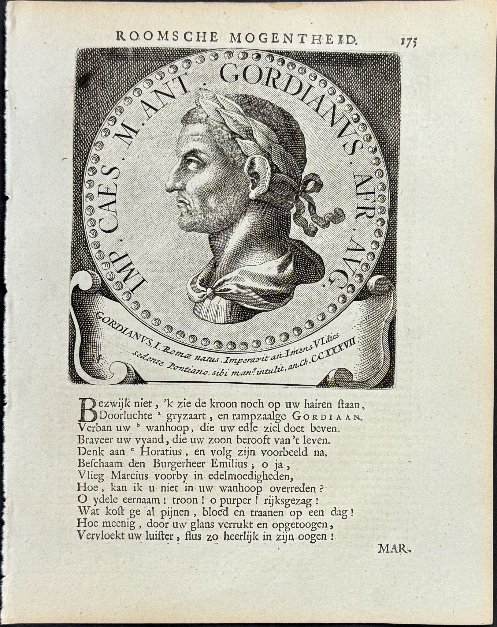 Portrait of Roman Caesar or Emperor: Gordianus