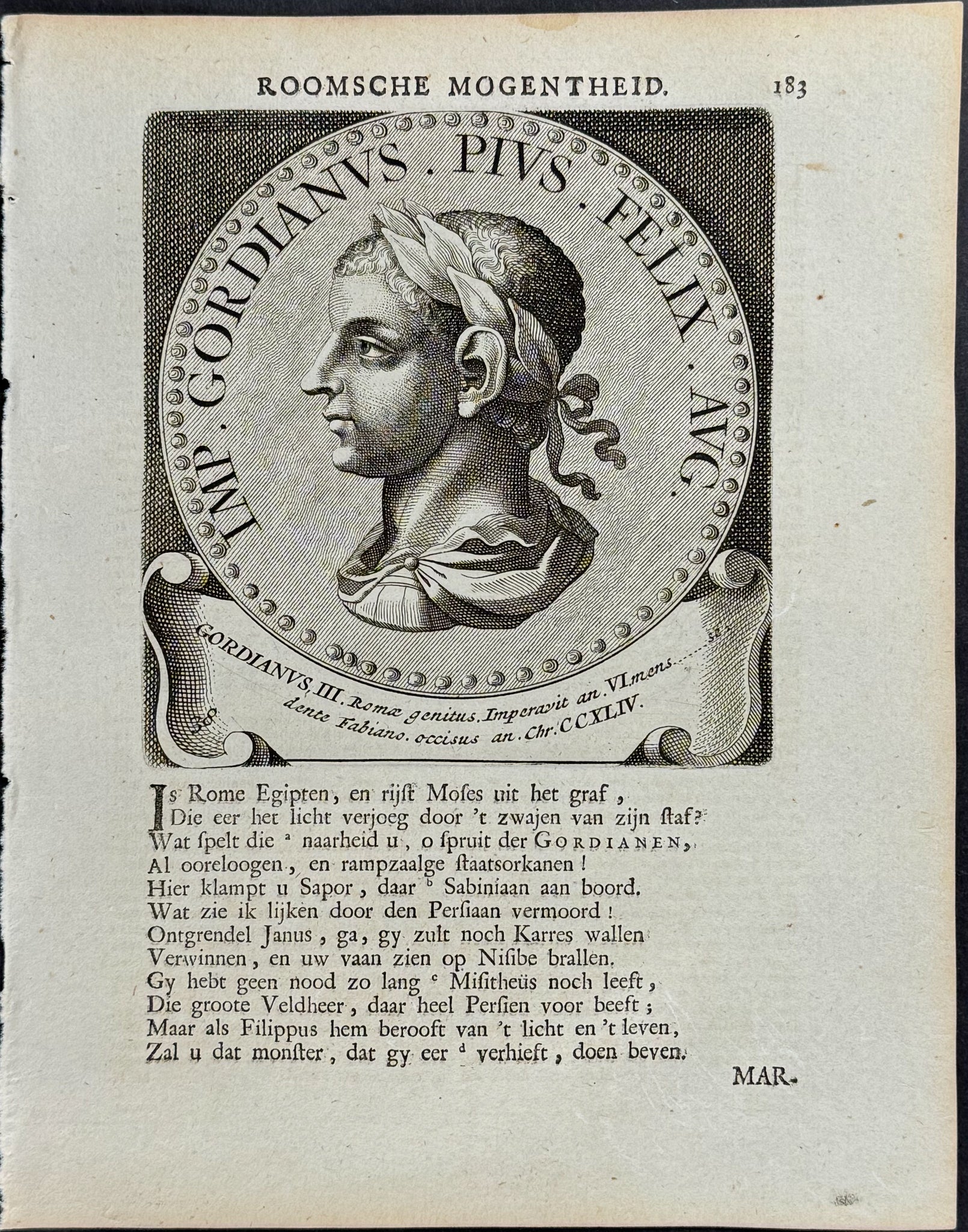 Portrait of Roman Caesar or Emperor: Gordianus III