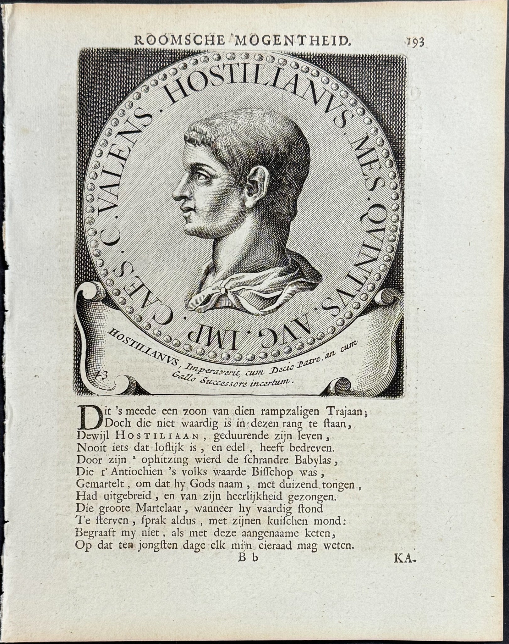 Portrait of Roman Caesar or Emperor: Hostillianus