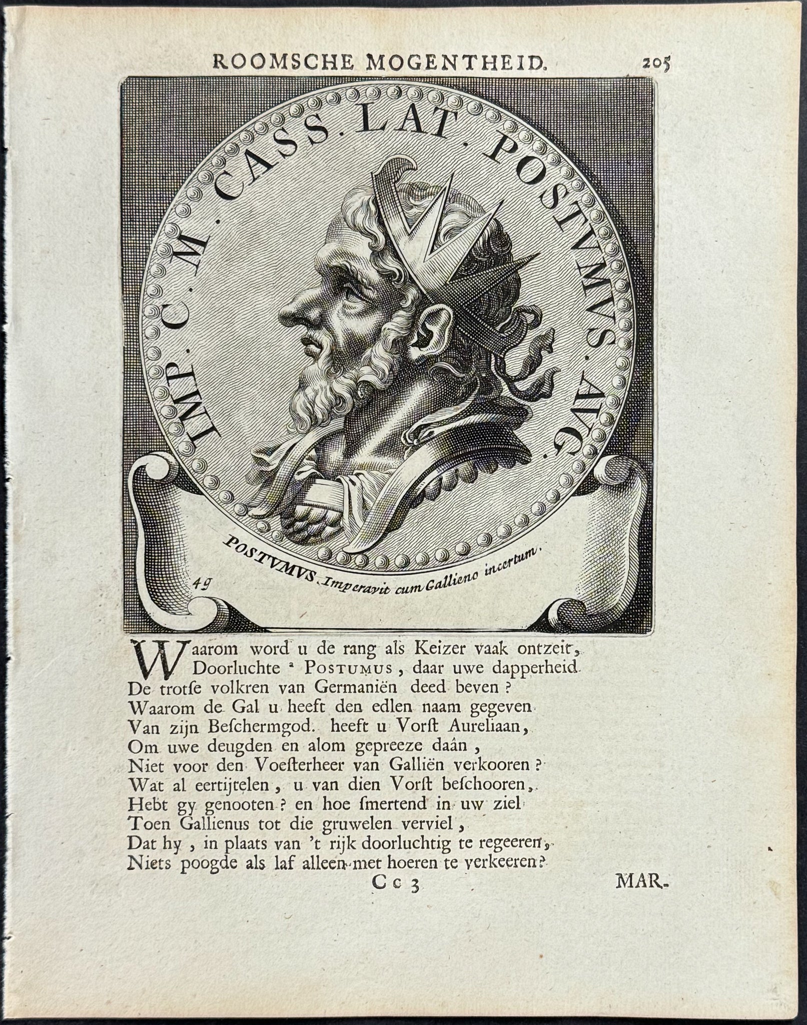 Portrait of Roman Caesar or Emperor: Postumus