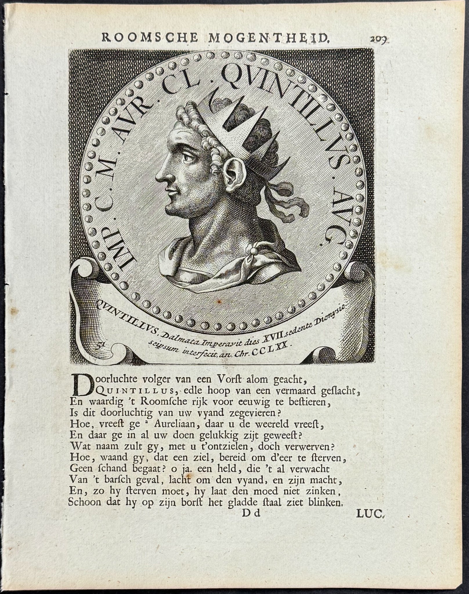 Portrait of Roman Caesar or Emperor: Quintillus