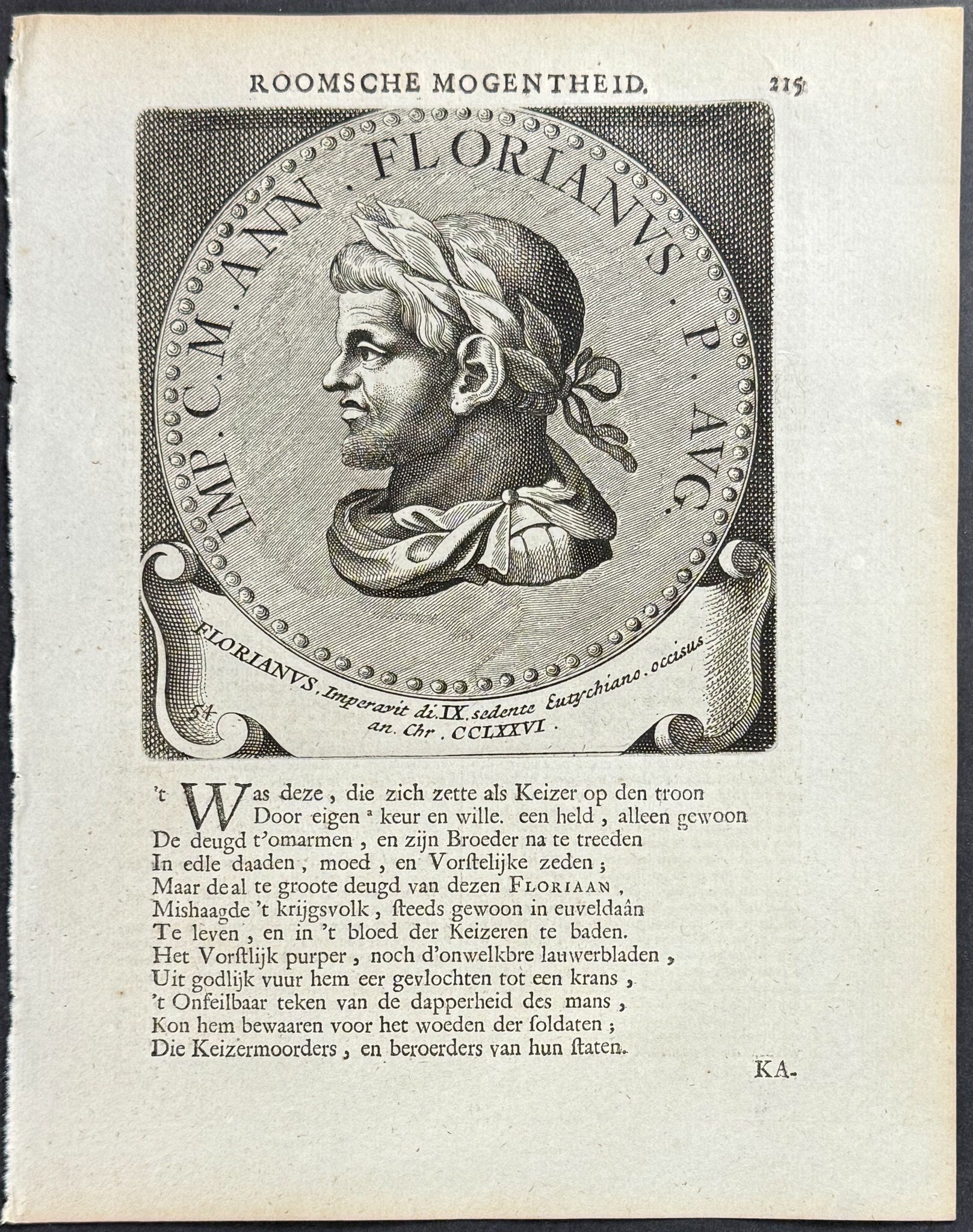 Portrait of Roman Caesar or Emperor: Florianus