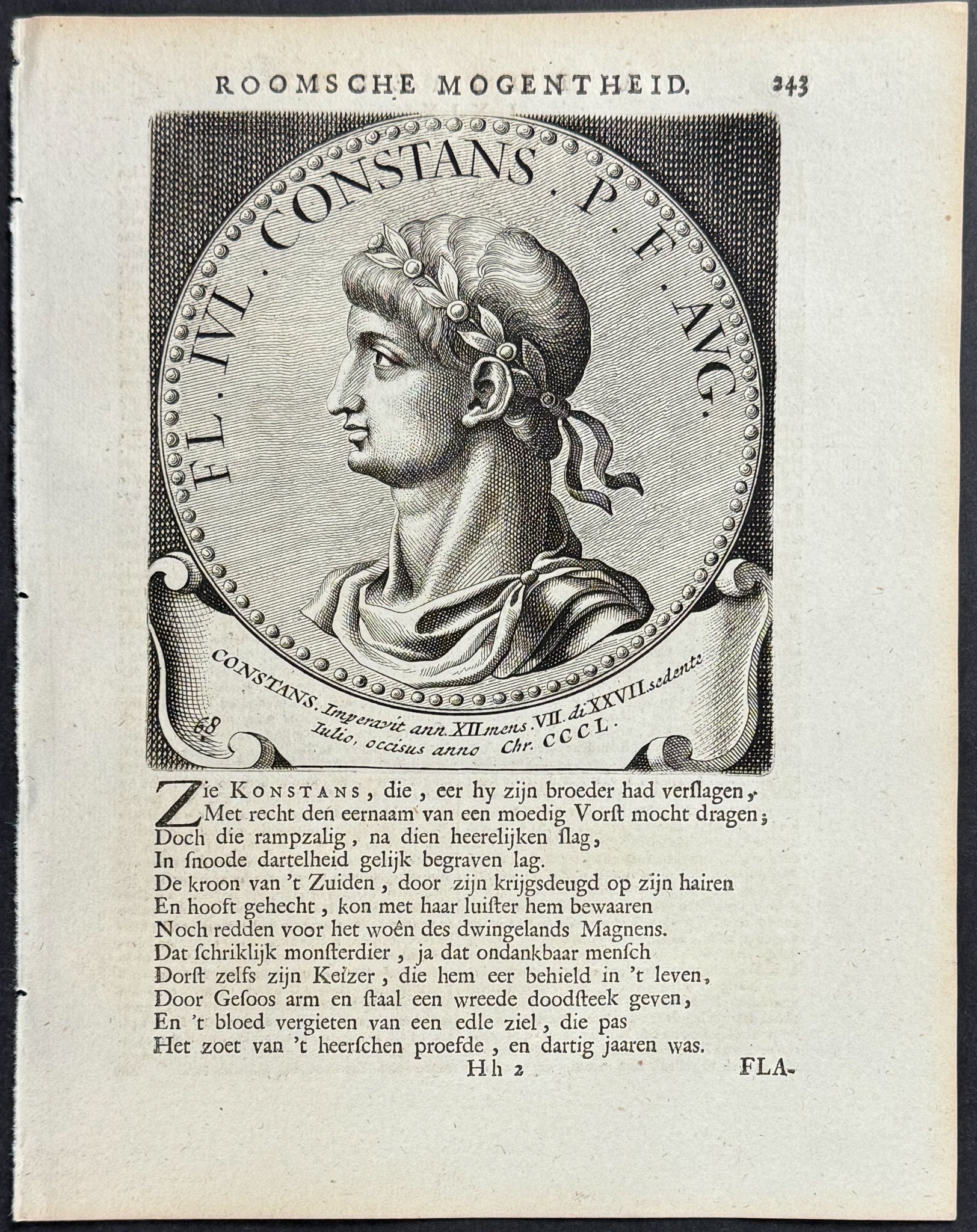 Portrait of Roman Caesar or Emperor: Constans