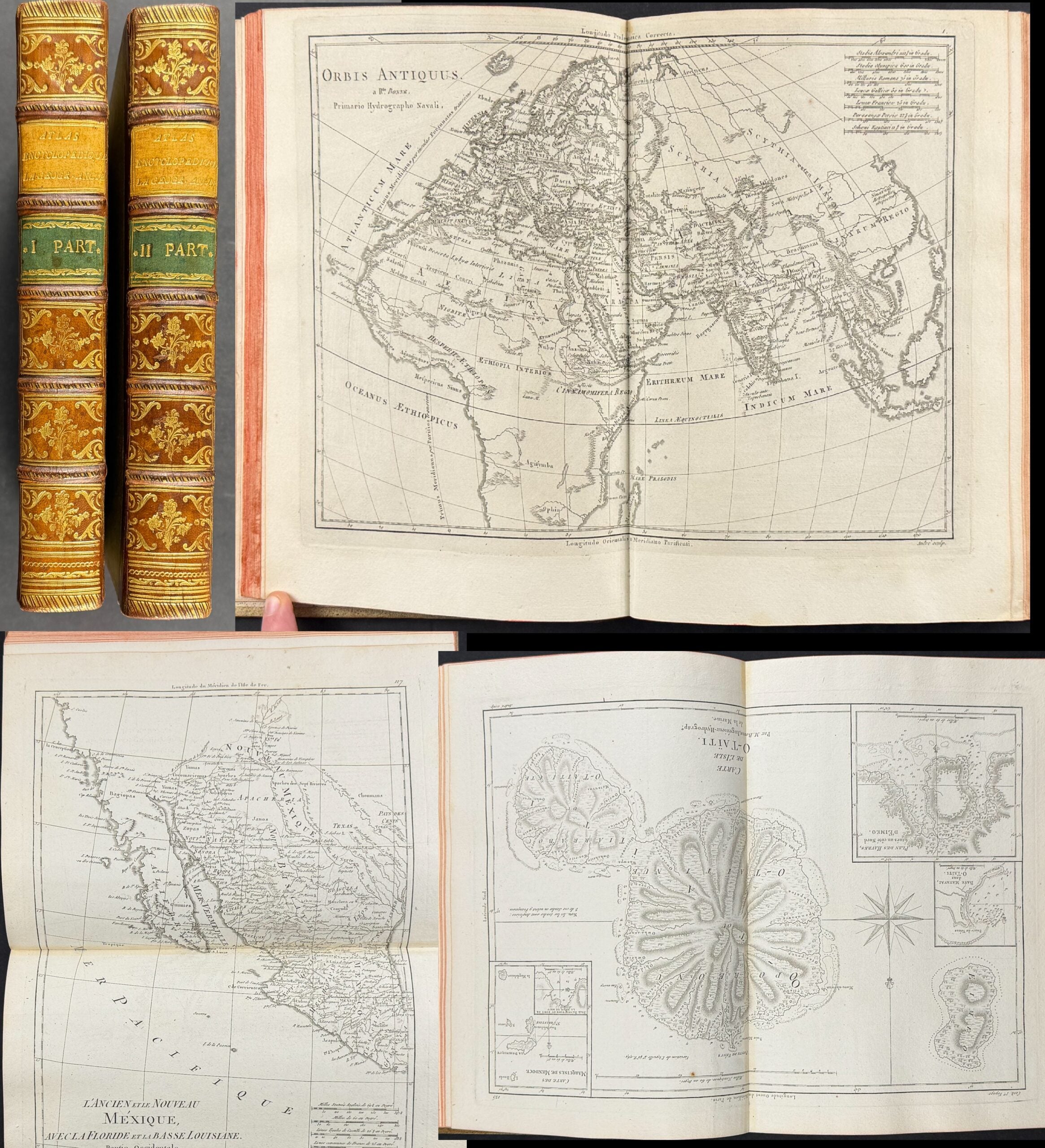 Bonne & Desmarest's Atlas Encyclopedique - Two Volumes with 140 Engraved Maps & 2 Frontispieces