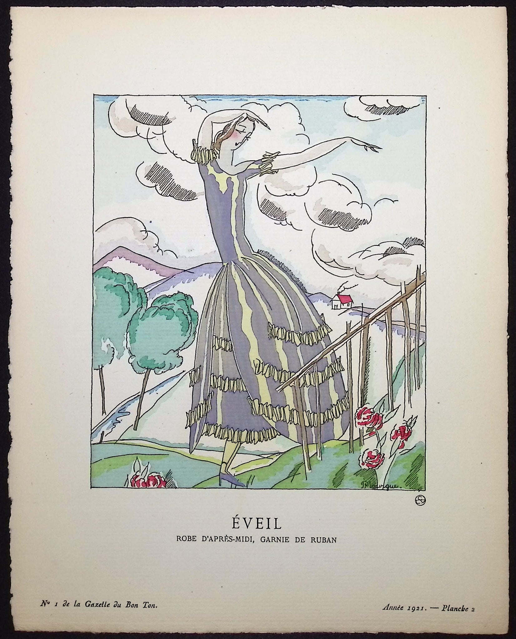 Eveil - Robe d'apres-midi, garnie de Ruban