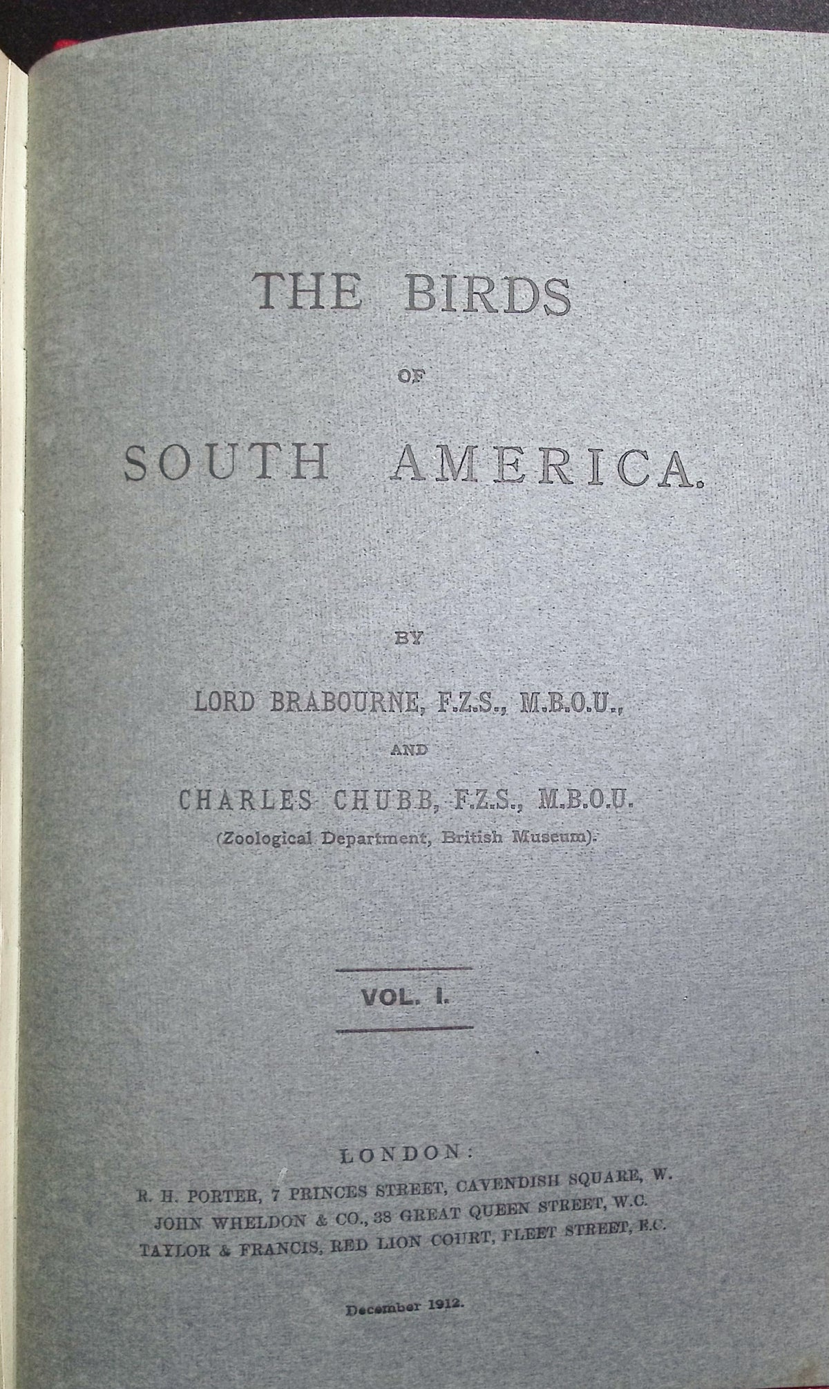 Brabourne, Chubb, & Gronveld's Birds of South America
