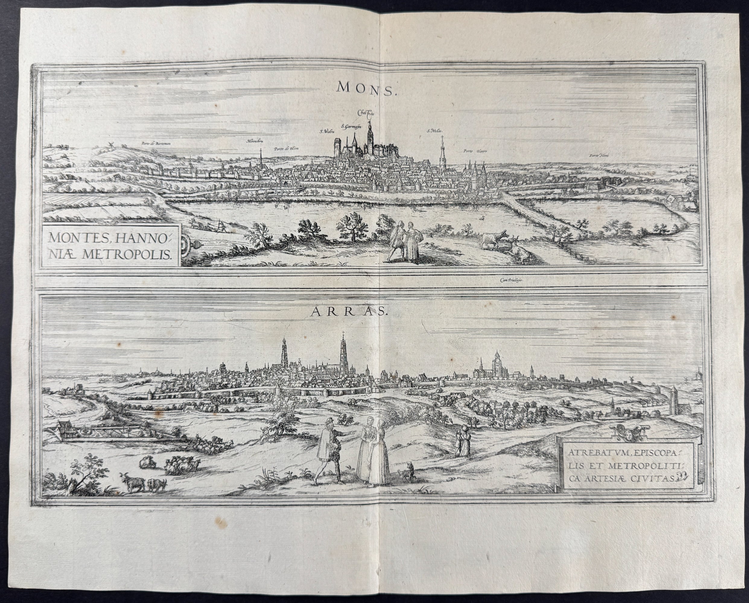 View of Bergen (Mons in Hainaut), Belgium & Arras, France