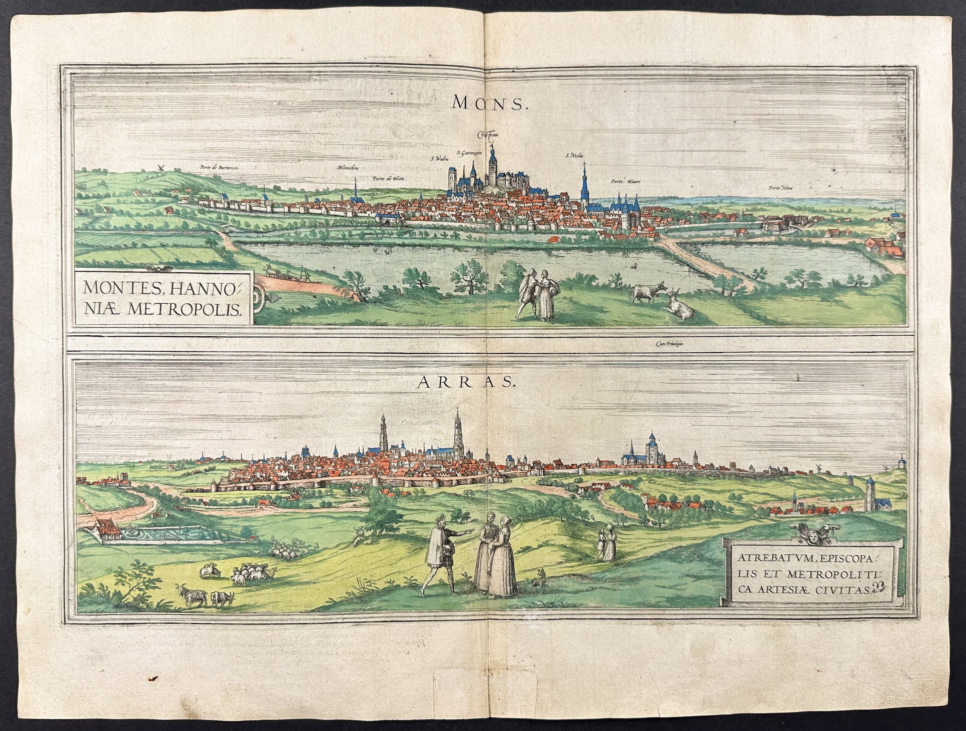 View of Bergen (Mons in Hainaut), Belgium & Arras, France