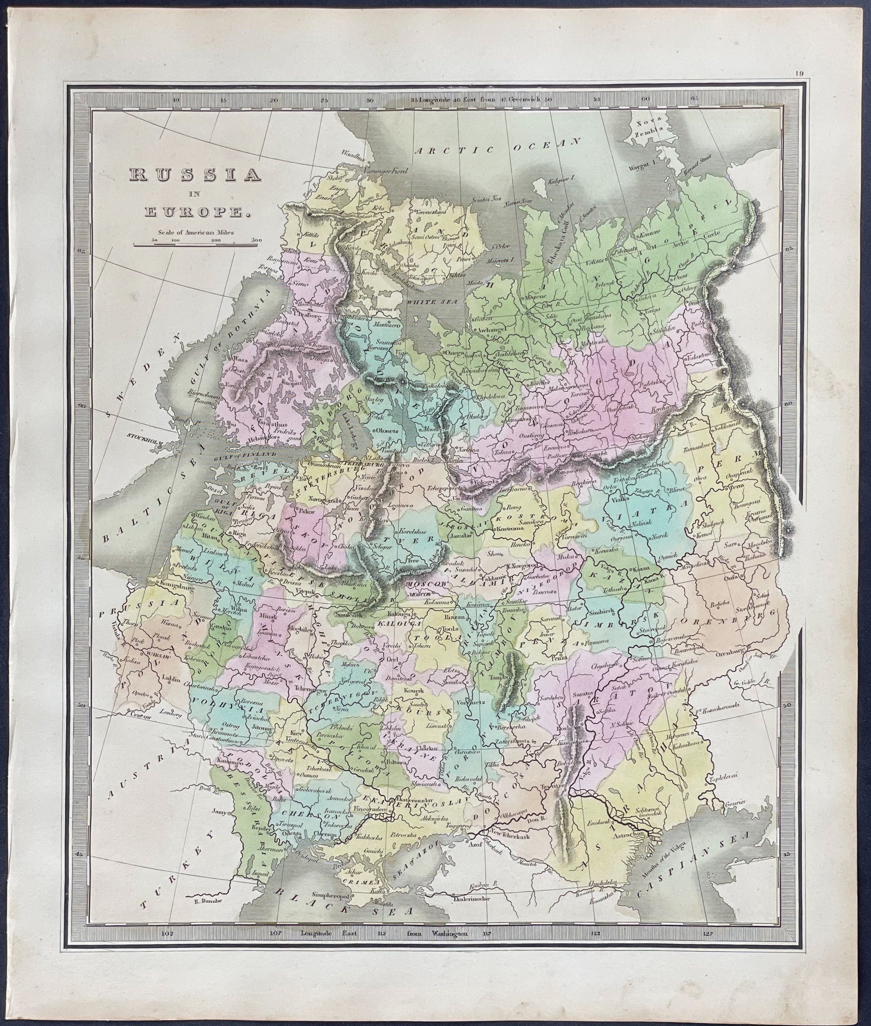 Map of Russia in Europe