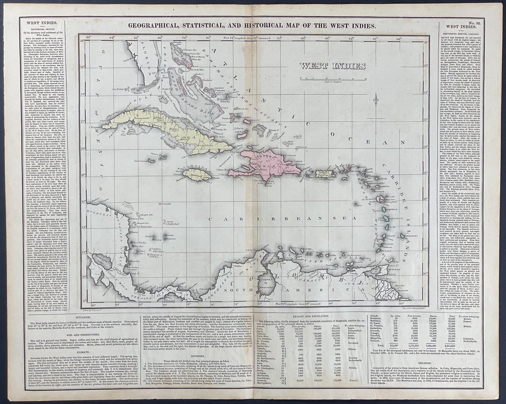 Map of Cuba & Bahama Islands