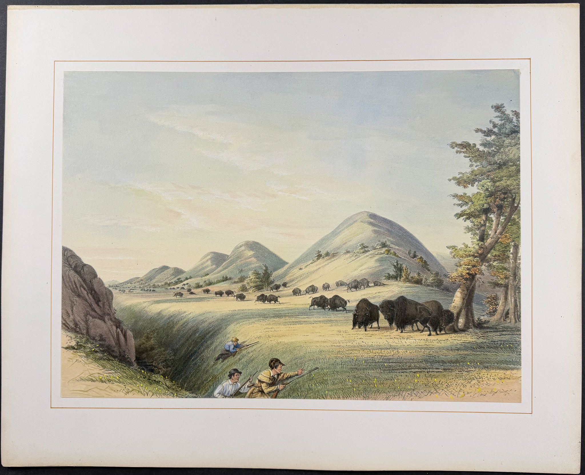 Buffalo Hunt, Appraching in a Ravine
