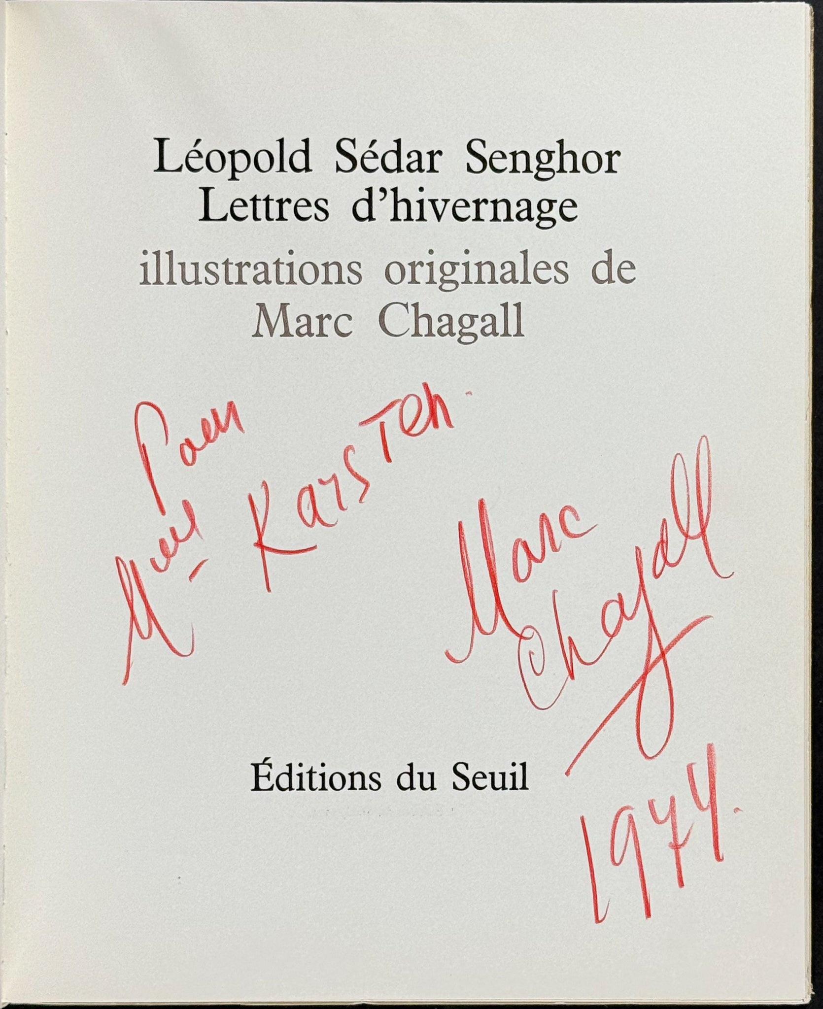 Marc Chagall & Senghor's Lettres d'hivernage - Signed by Chagall, Poetry & 9 Original Lithographs