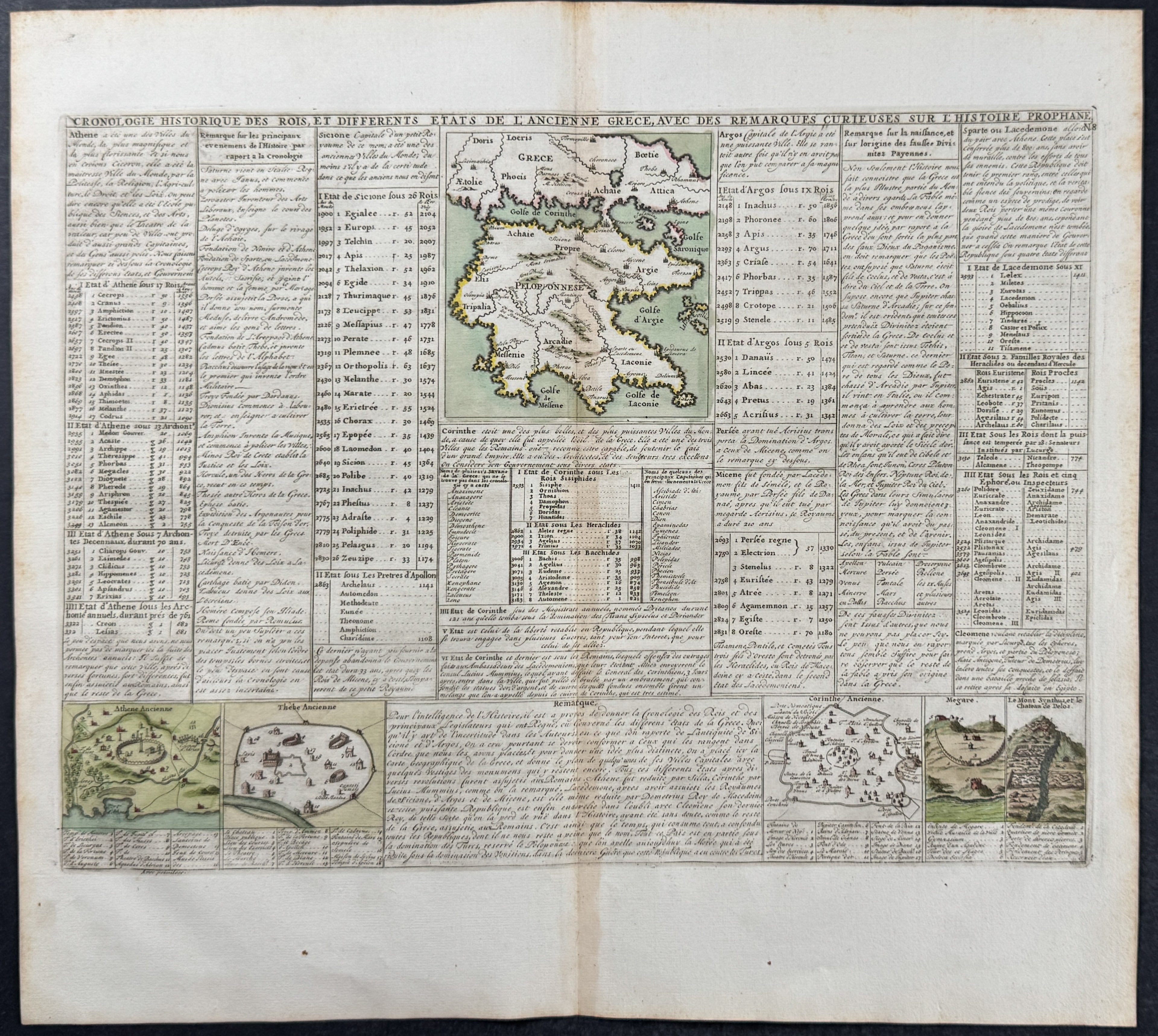 Map of Peloponnese, Greece with insets of Athens, Corinthe