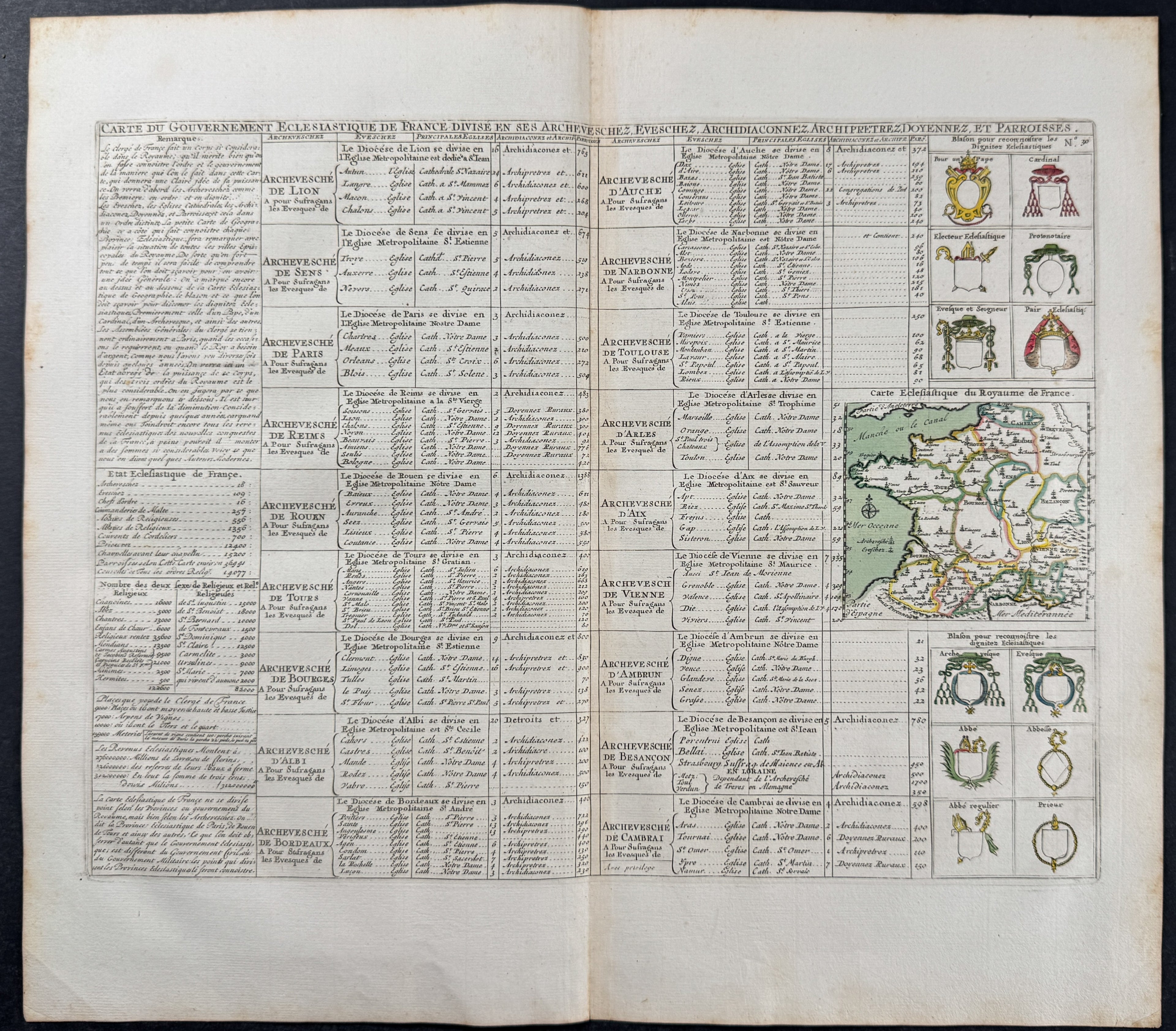Map of France with History and Partial Coats of Arms
