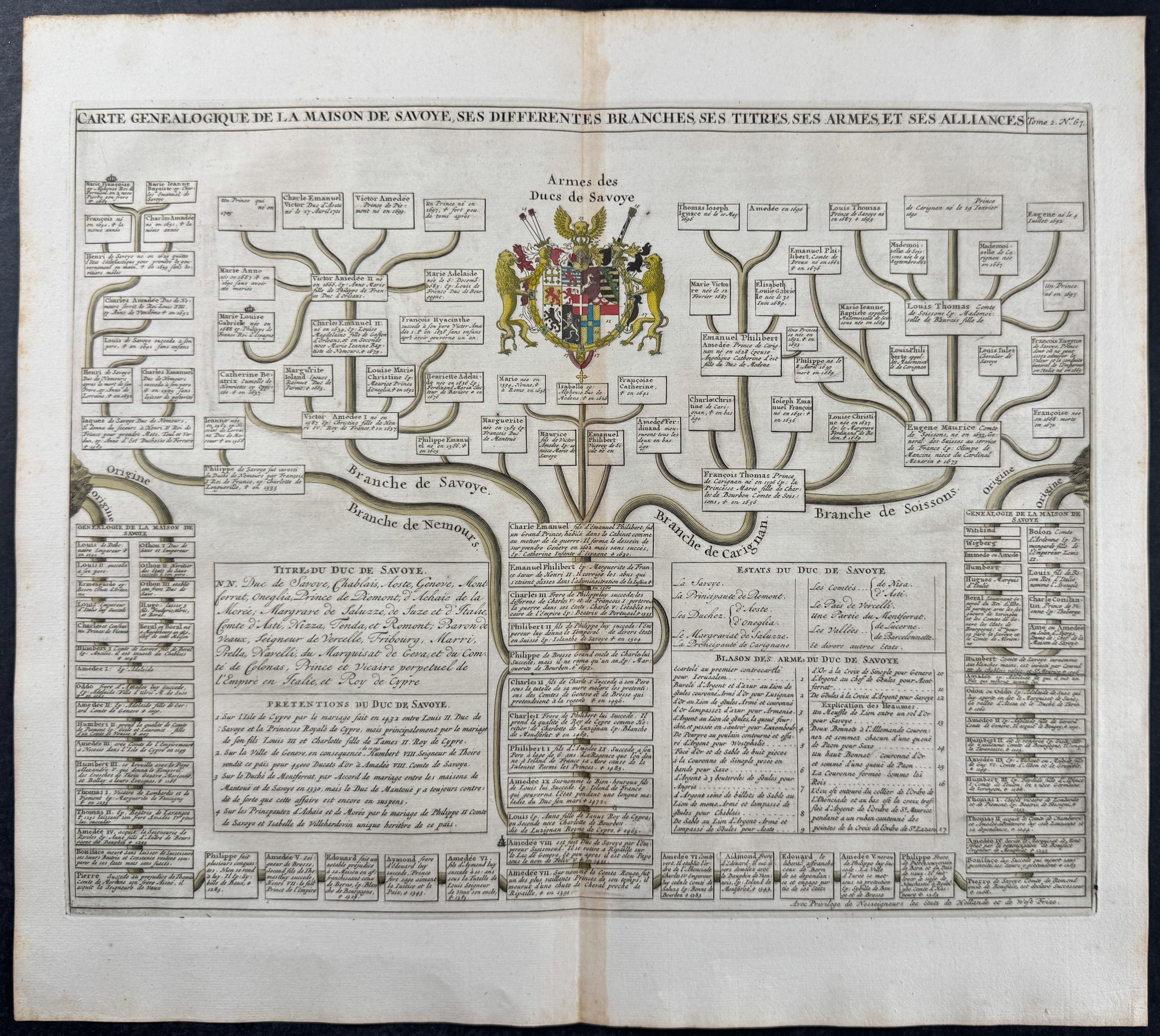 Genealogy Chart of House of Savoy with Coat of Arms