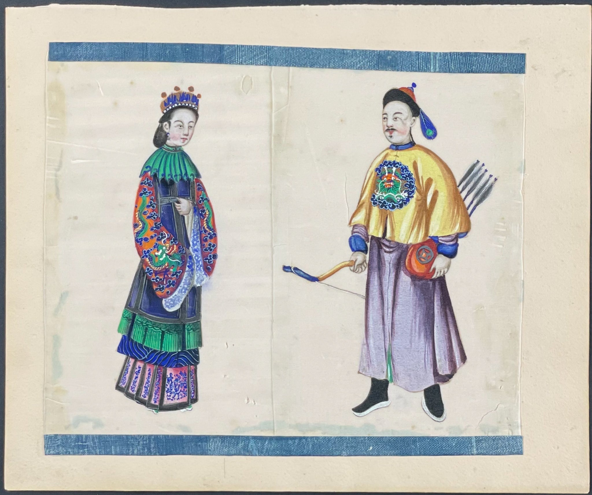 Art Box with 9 Original Paintings on Rice Paper of Chinese Costumes