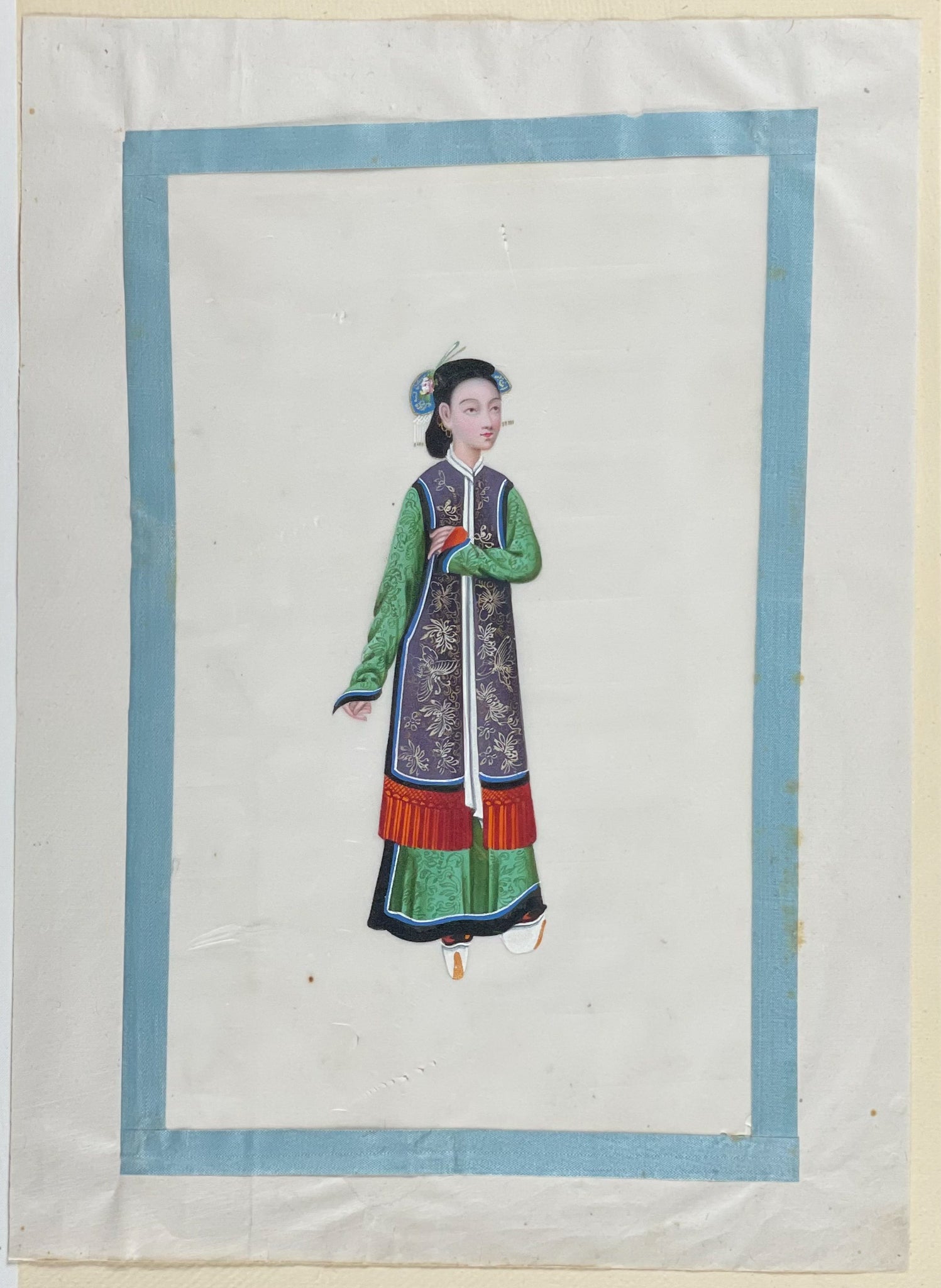 Art Box with 9 Original Paintings on Rice Paper of Chinese Costumes
