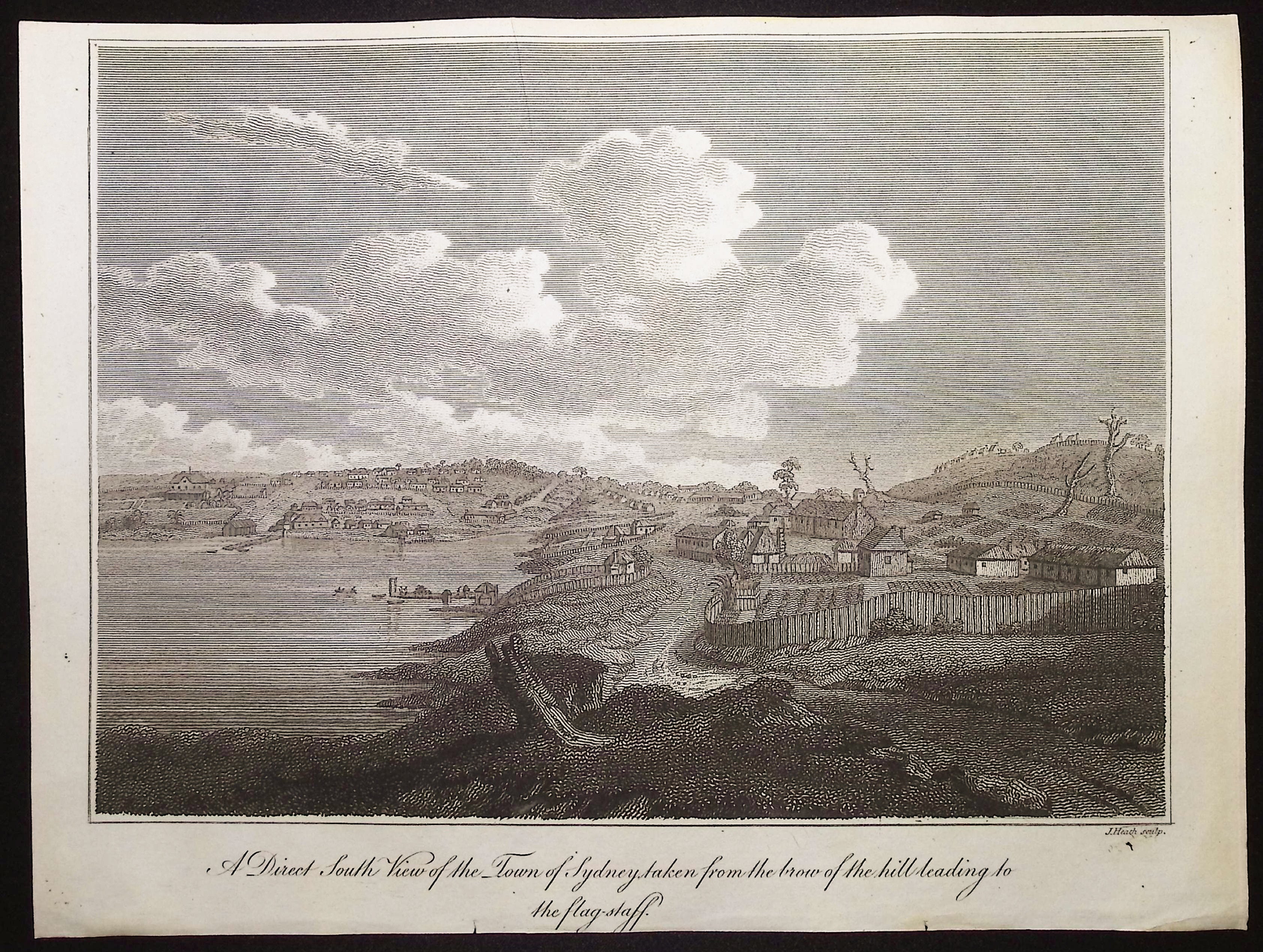 Australia (New Holland): A Direct South View of the Town of Sydney taken from the brow of the hill leading to the flag staff