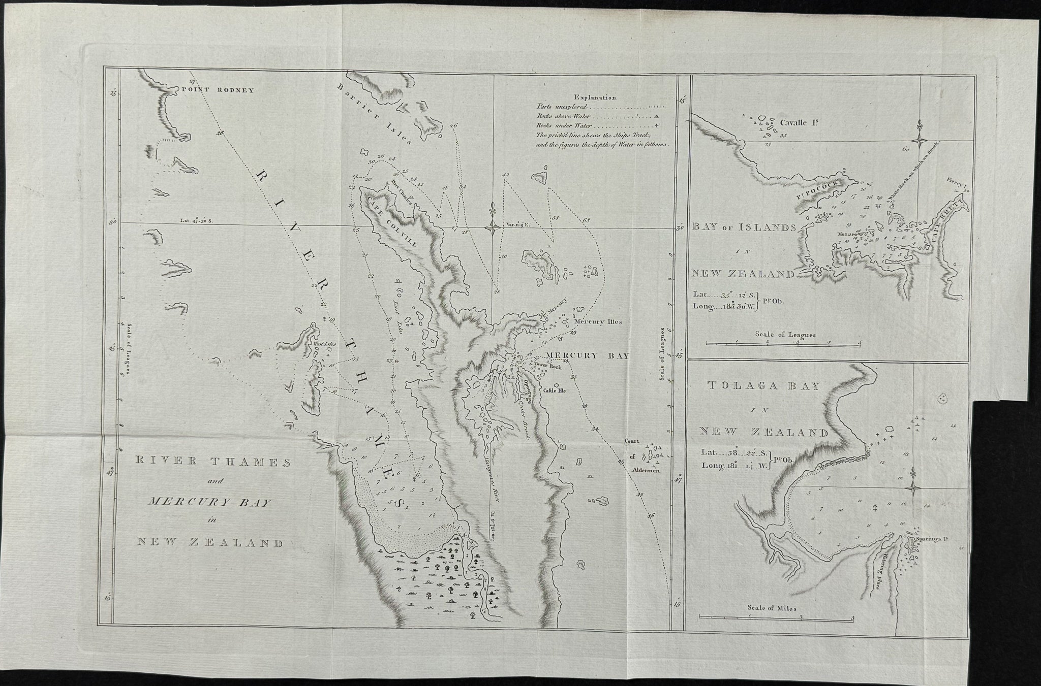 Chart of the River Thames and Mercury Bay in New Zealand & Bay or Islands in New Zealand & Tolaga Bay in New Zealand