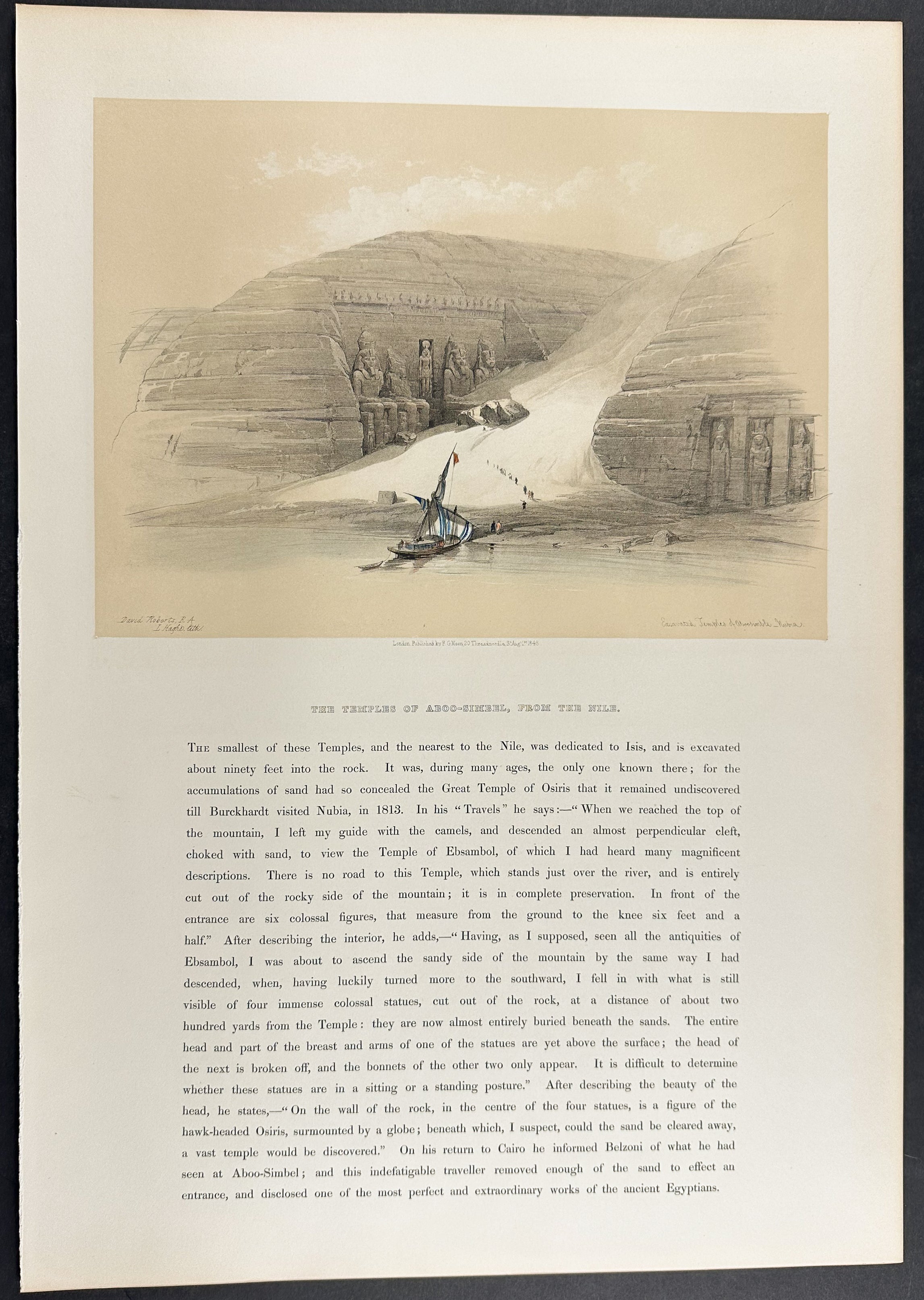 The Temples of Aboo-Simbel, from the Nile