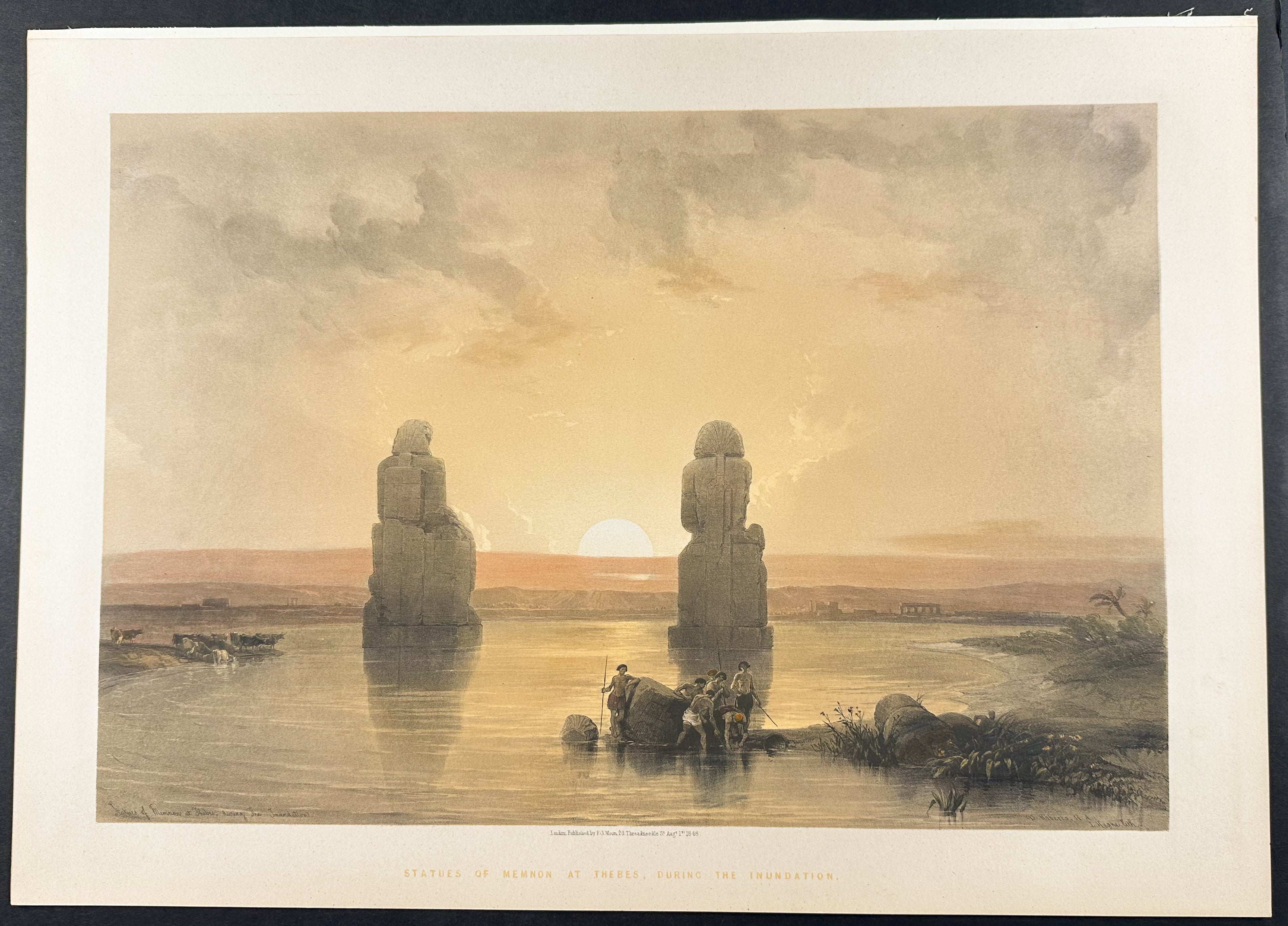 Statues of Memnon - The Colossal Statues in the Plain of Thebes, seen during the Inundation of the Nile