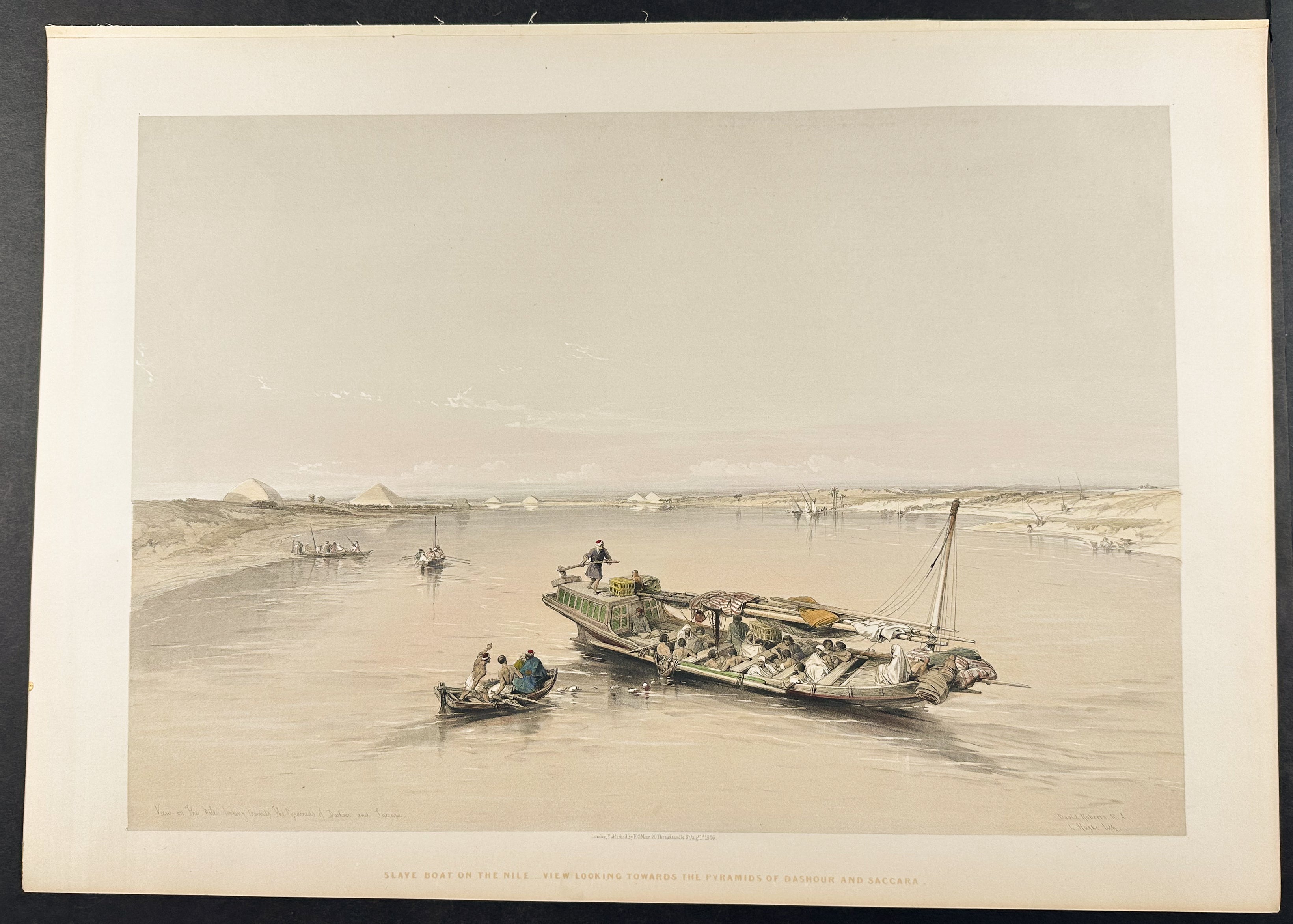 View Looking towards the Pyramids of Dashour and Saccara, with a Slave-Boat on the Nile