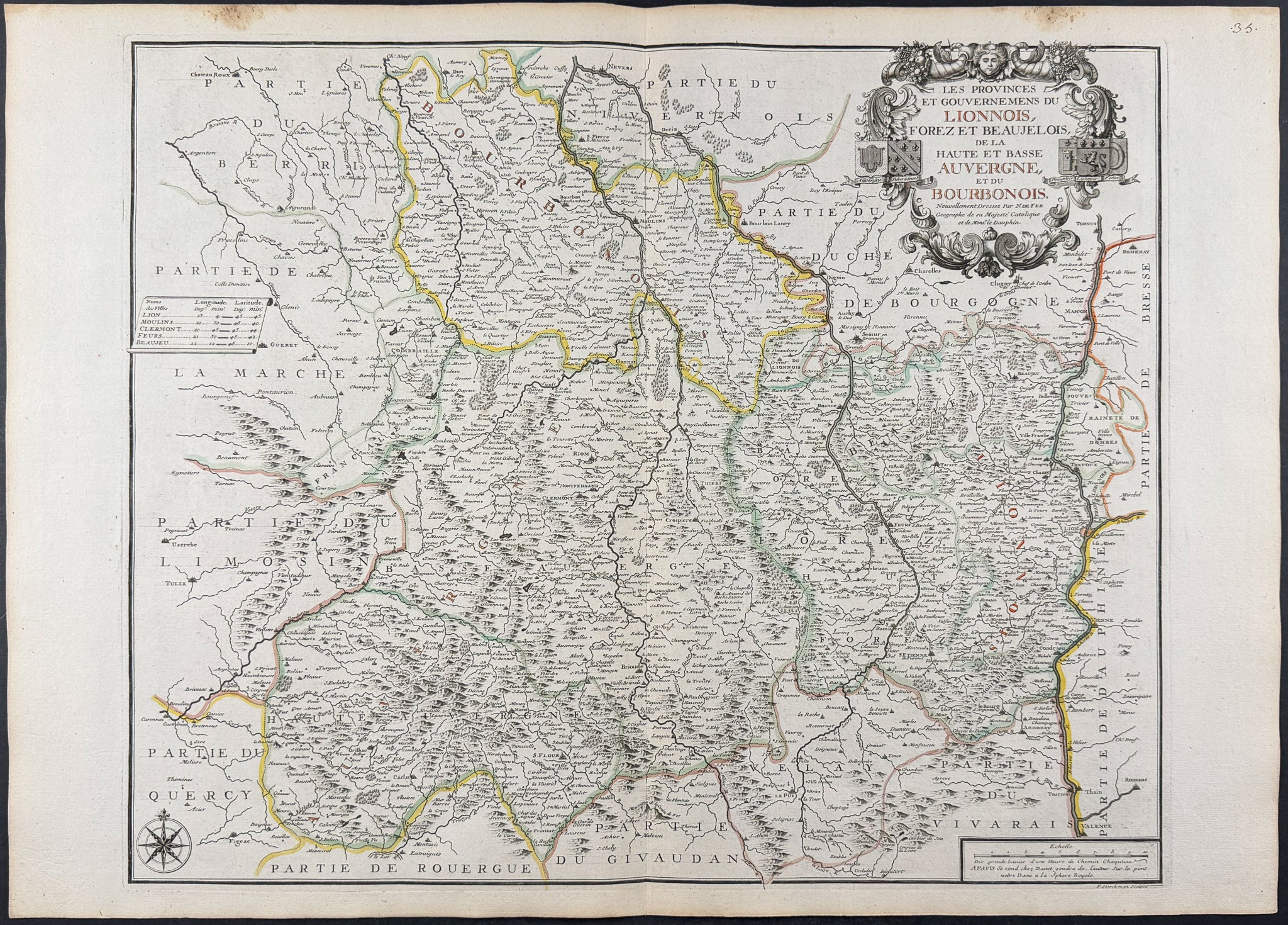 Regional Map of France (Lyonnais, Forez, & Beaujolais)