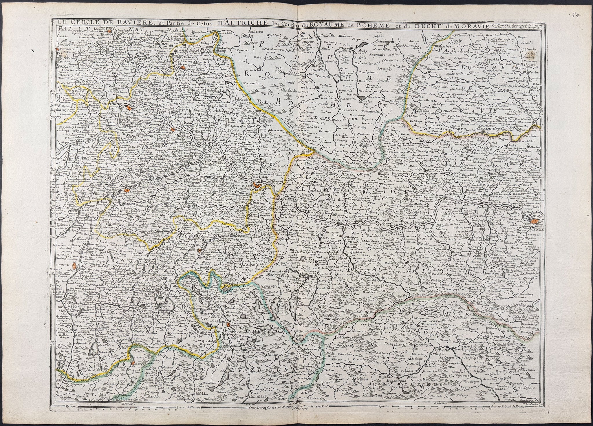 Map of Bavaria, Austria, Bohemia, and Moravia