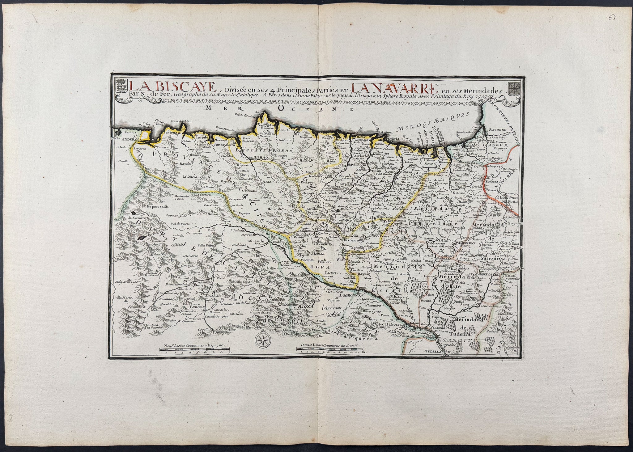 Regional Map of Spain & France (Biscaye (Biscay), Navarre)
