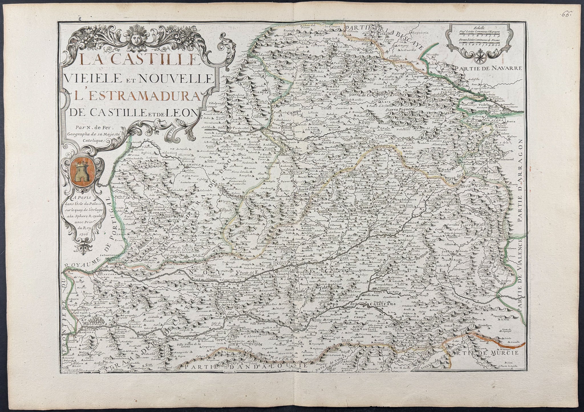 Regional Map of Spain (Old Castile, New Castile, Extremadura, and Leon)